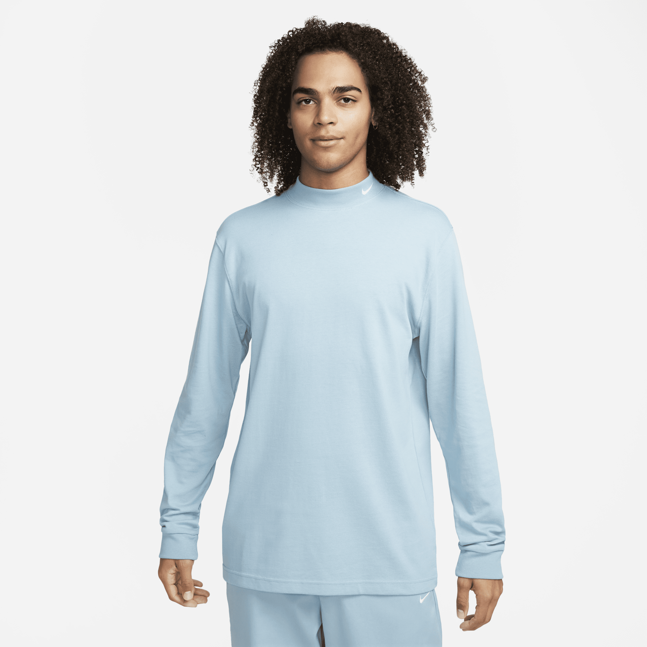 Męski T-shirt z długim rękawem i półgolfem Nike Sportswear - Niebieski