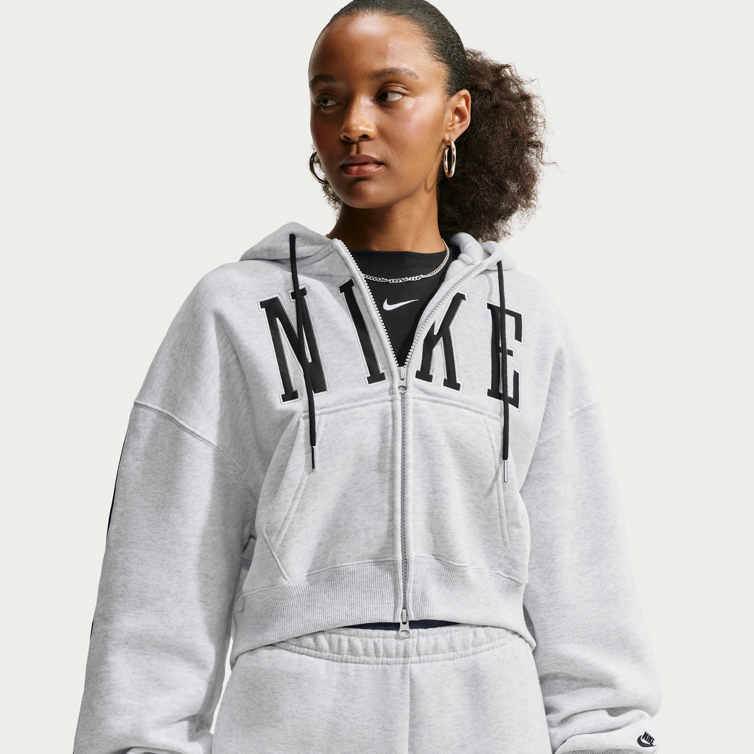 Nike Sweat A Capuche Court Oversize A Zip Medium Weight Nike Studio Fleece Pour