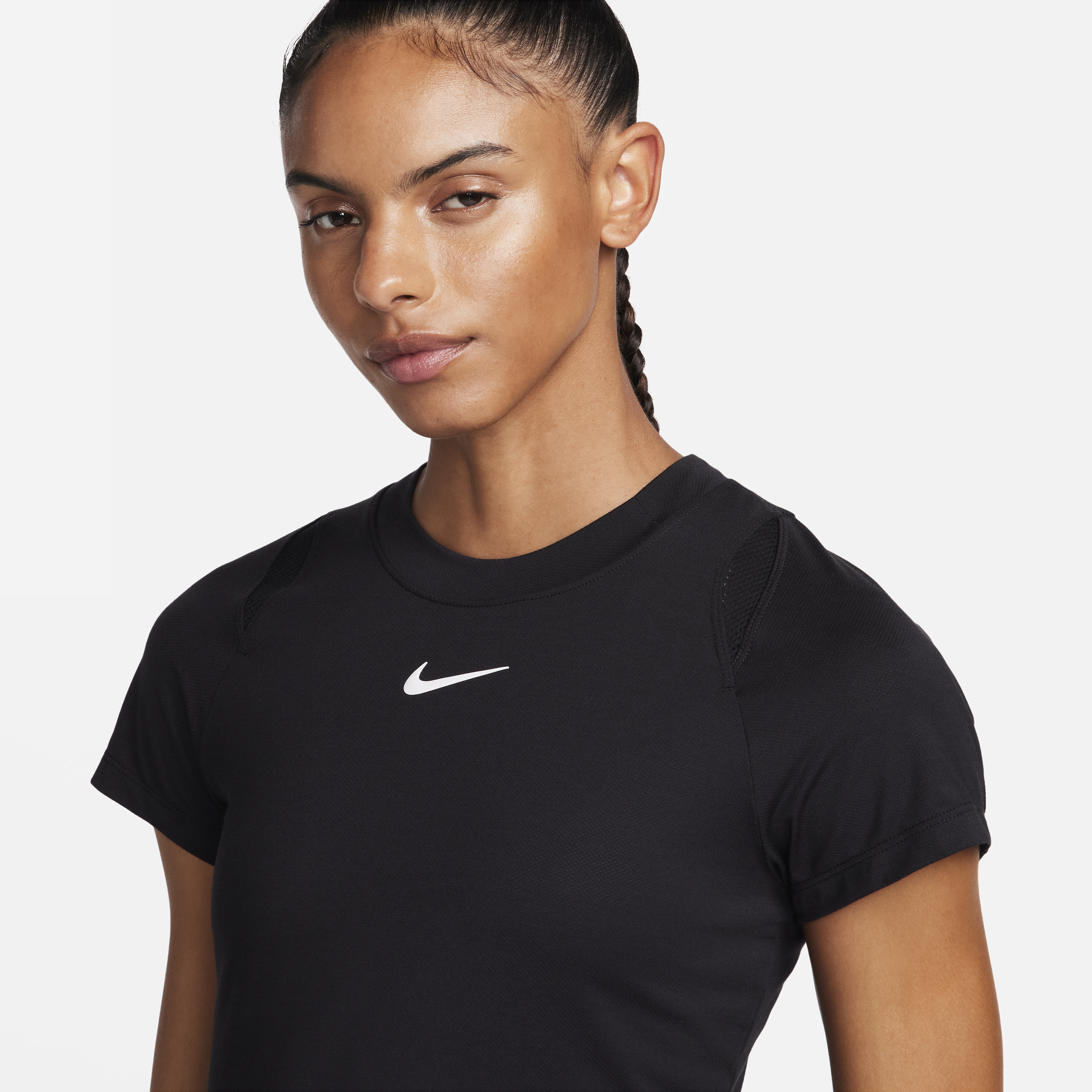 Nike Court Advantage Dri-FIT tennistop met korte mouwen voor dames Zwart