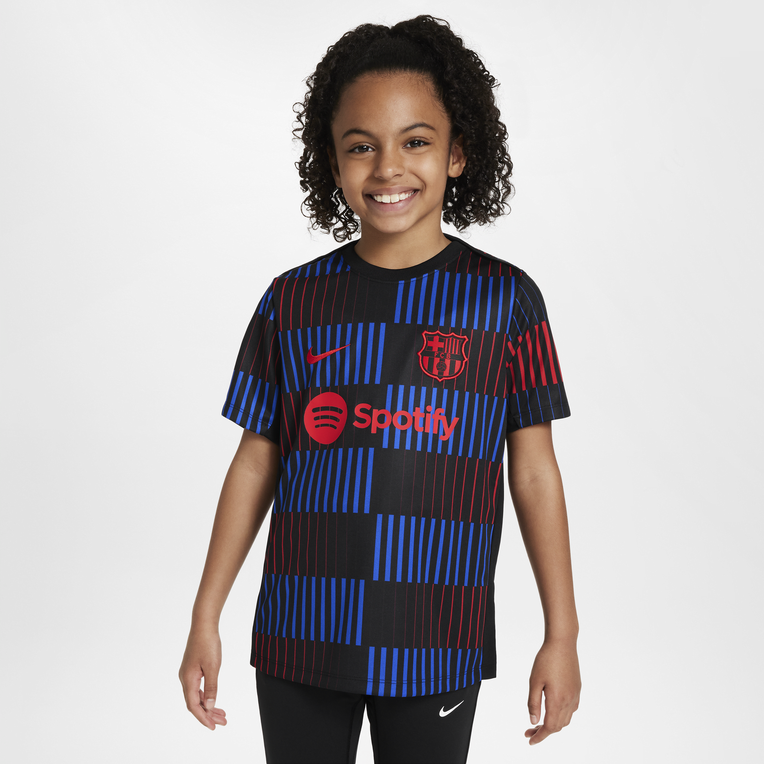Haut de foot à manches courtes d'avant-match Nike Dri-FIT FC Barcelona Academy Pro Extérieur pour ado - Noir