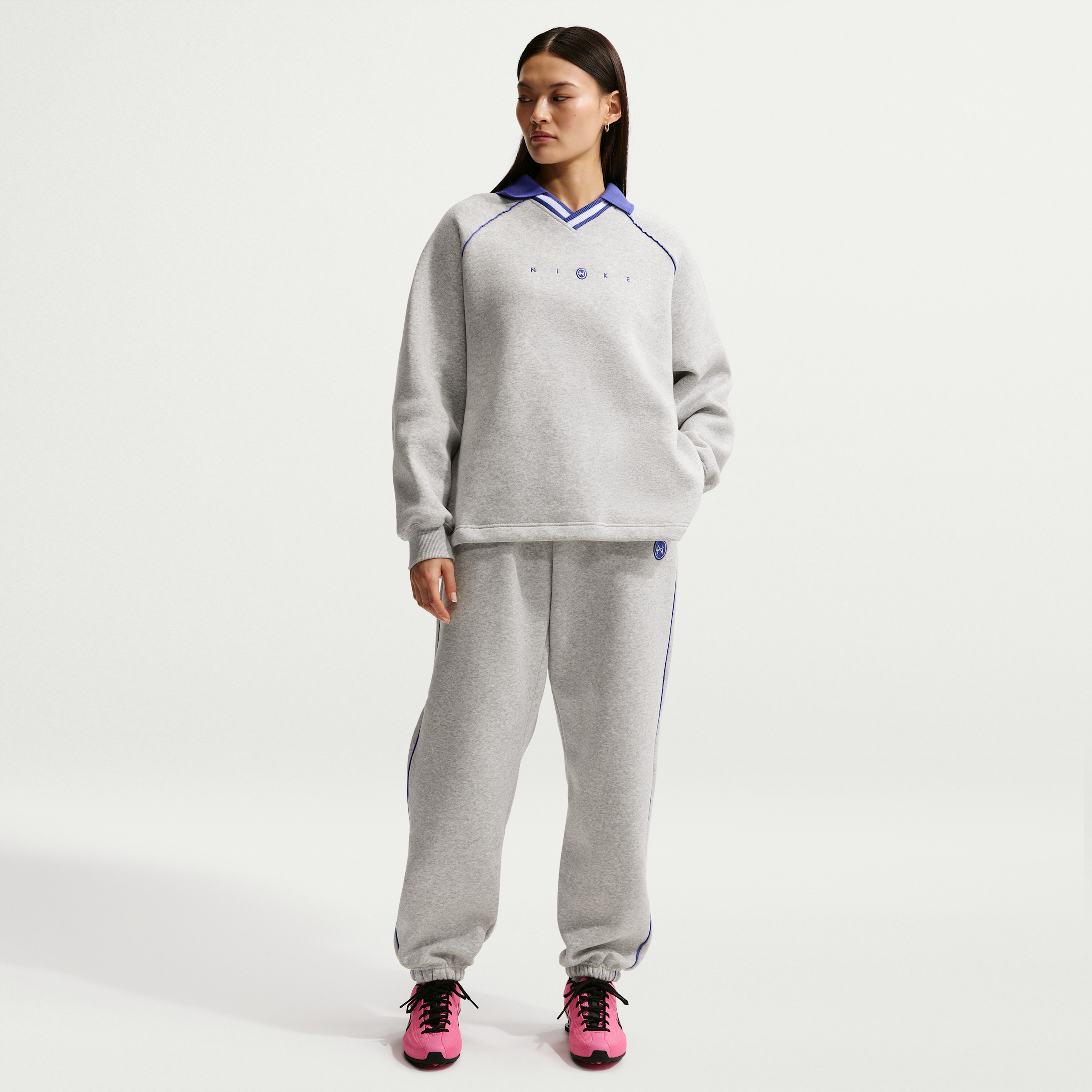 Pantaloni oversize a vita alta Nike Phoenix Fleece – Donna - Grigio