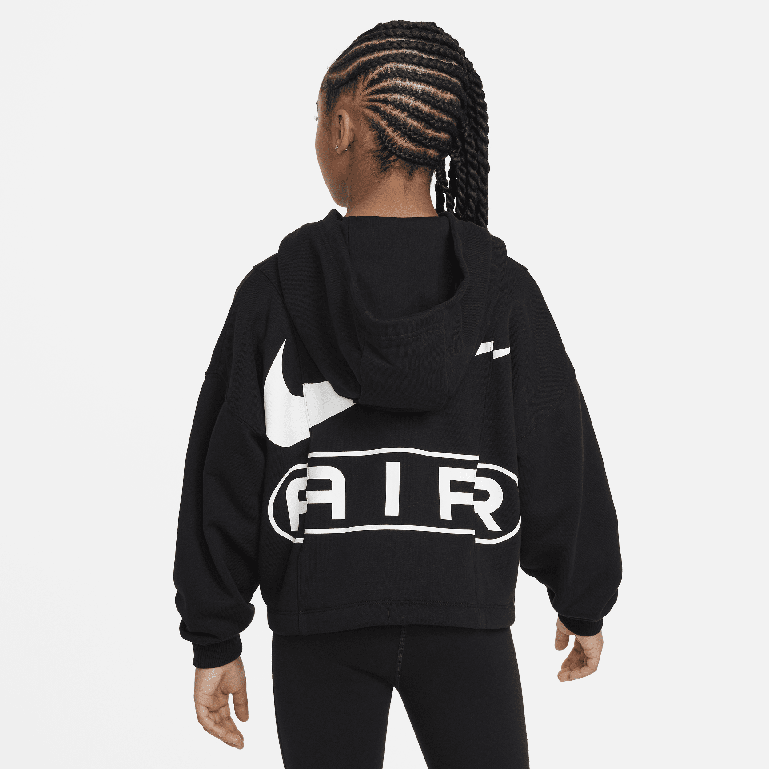 Nike Air hoodie van sweatstof met rits over de hele lengte voor meisjes Zwart