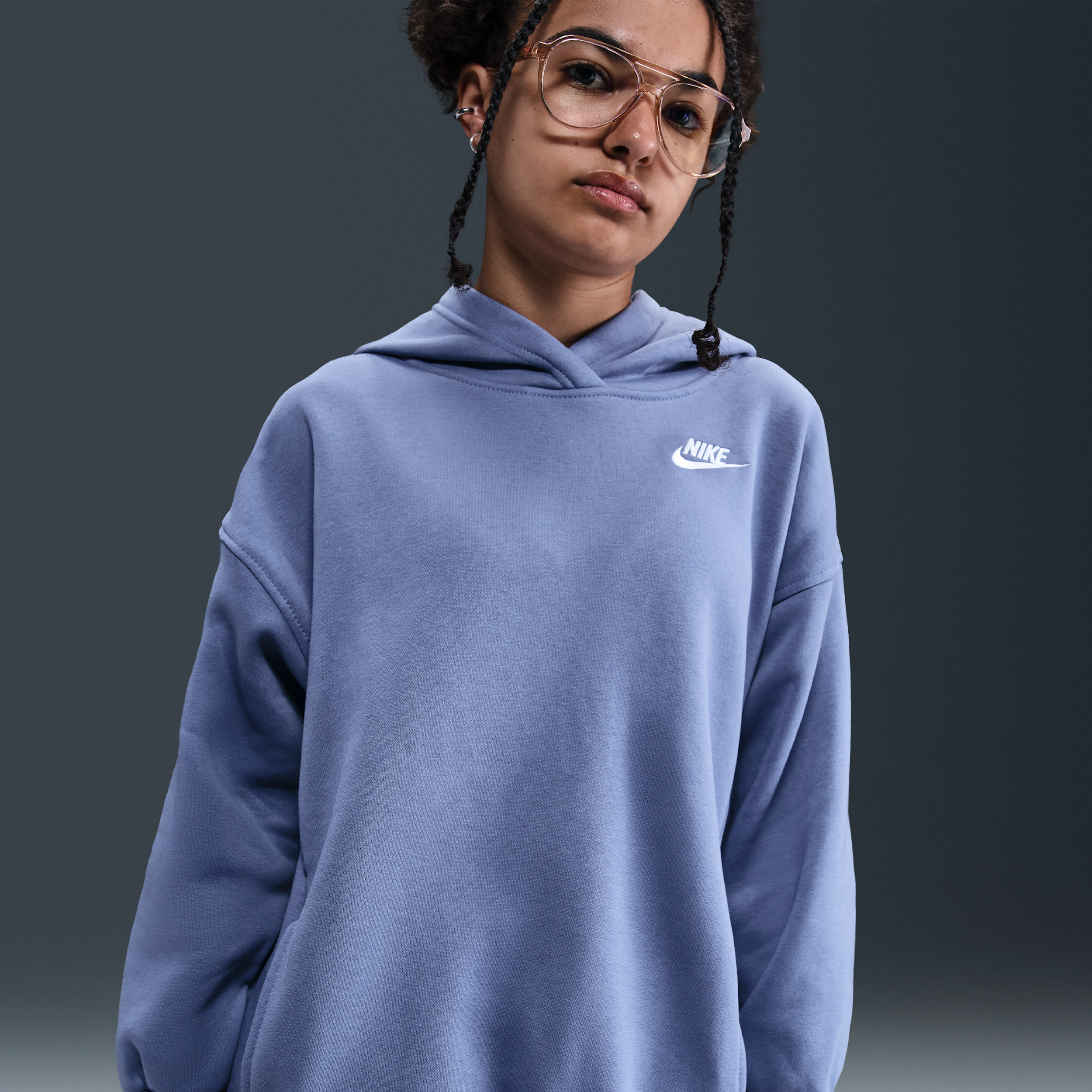 Thumbnail - Nike Club Fleece Oversize-Hoodie (ältere Kinder) - Blau