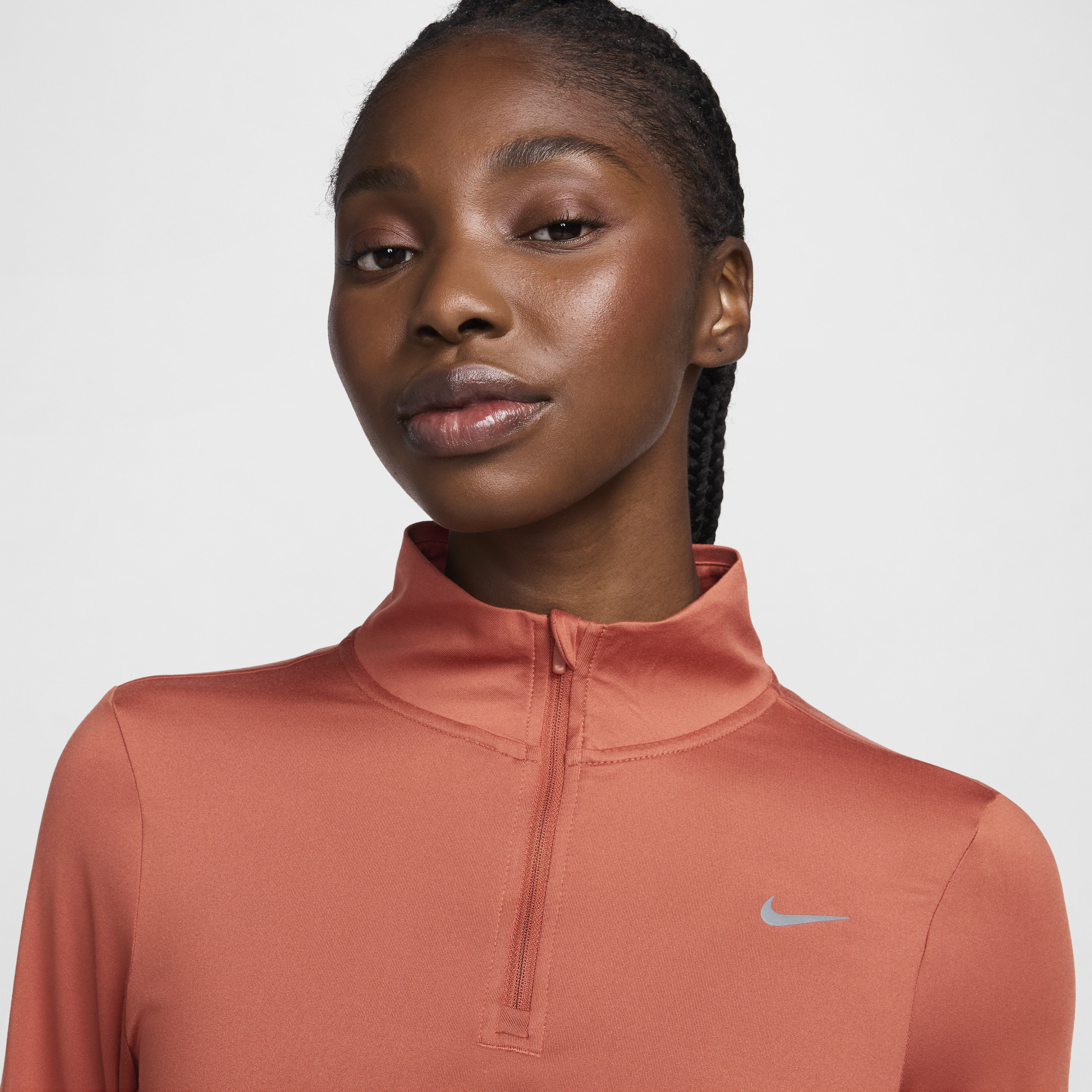 Nike Swift hardlooptop met korte rits en UV-bescherming voor dames Oranje