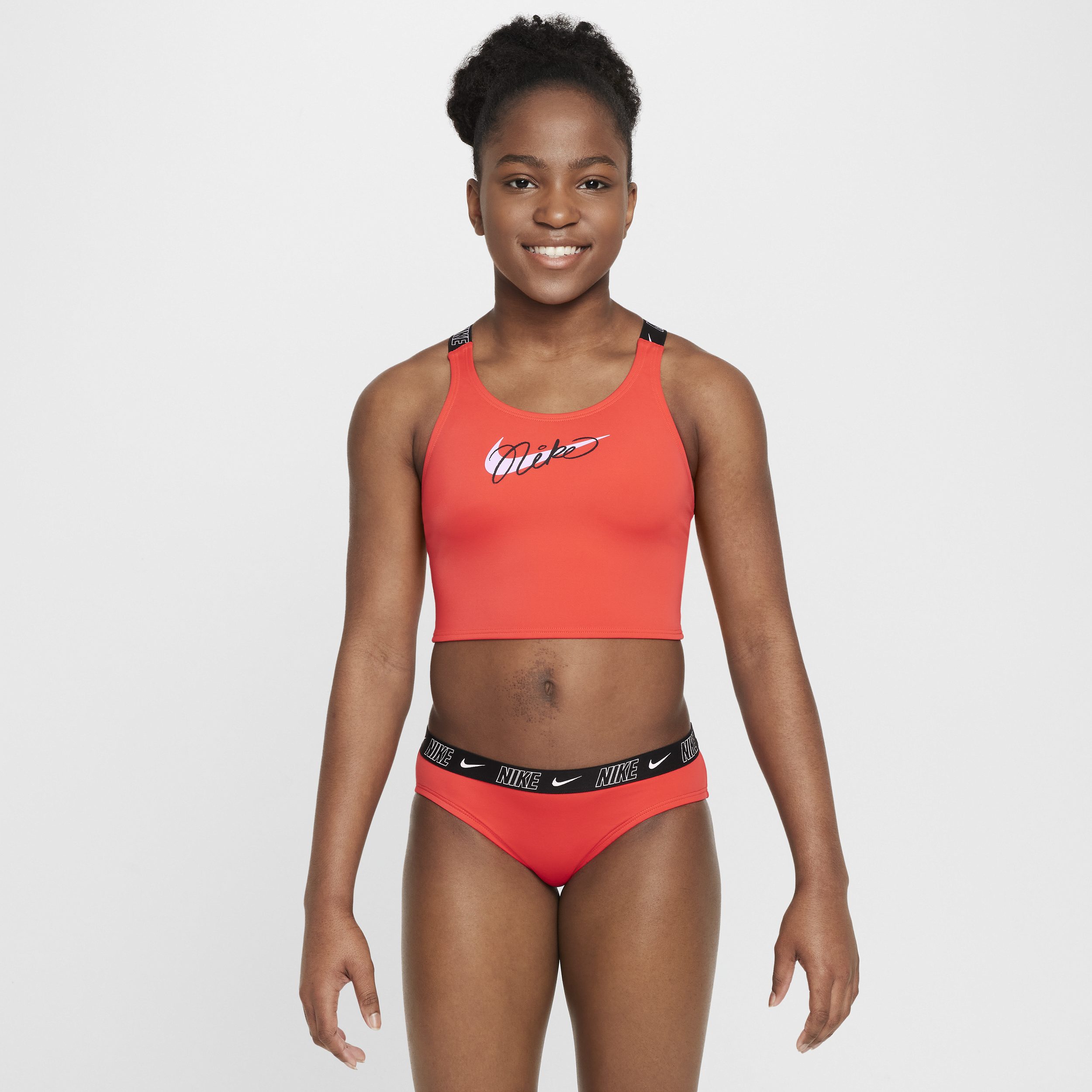 Ensemble de bain midkini à dos croisé Nike Swim pour ado (fille) - Rouge