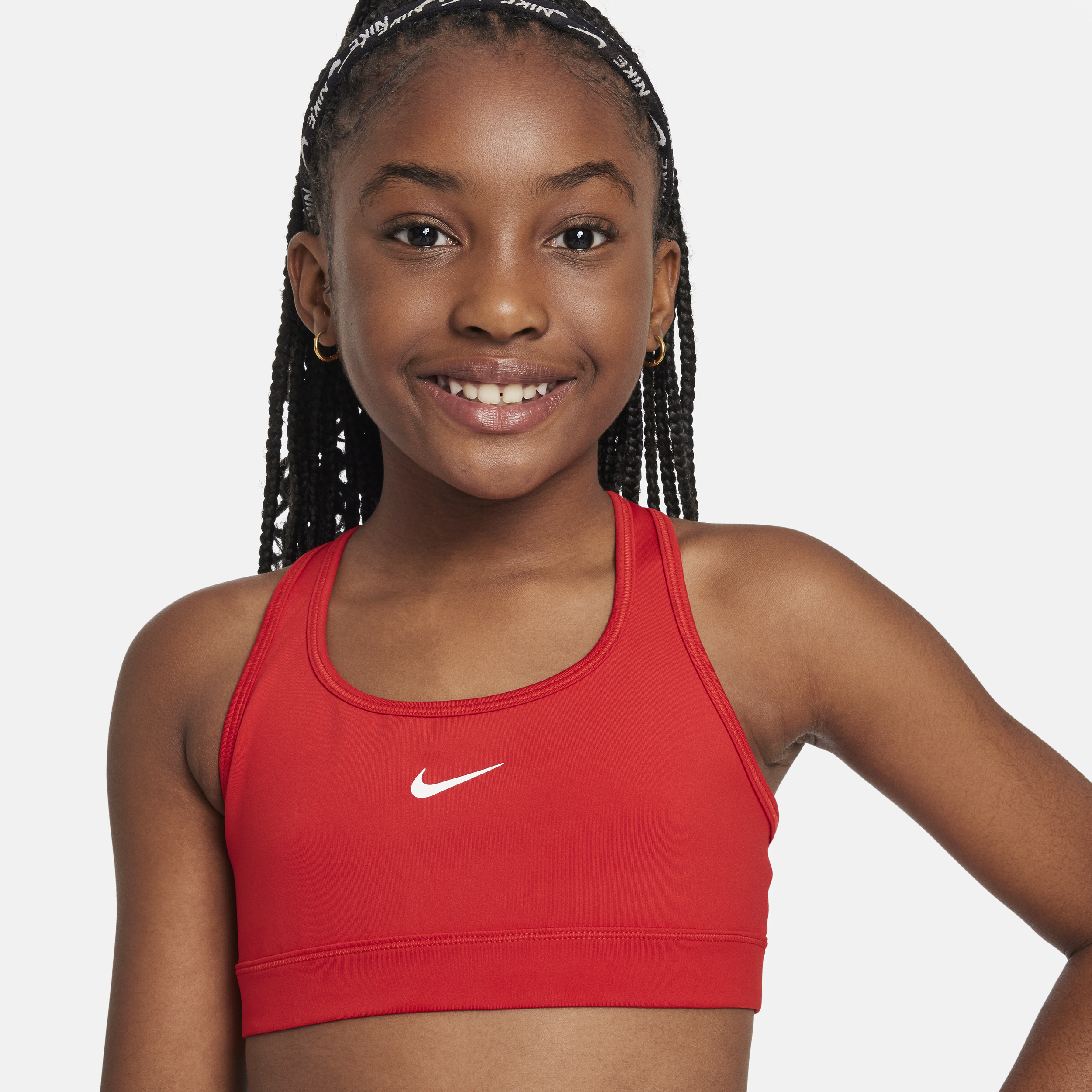 Thumbnail - Nike Swoosh Sport-BH für Mädchen - Rot
