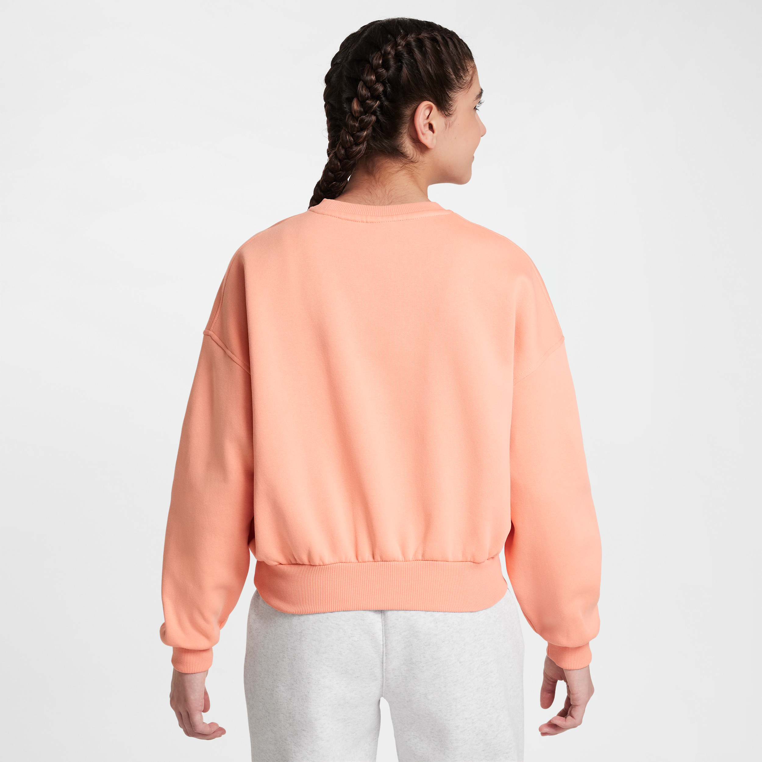 Thumbnail - Nike Sportswear Club Fleece-Sweatshirt mit Rundhalsausschnitt und kastiger Passform (Mädchen) - Orange