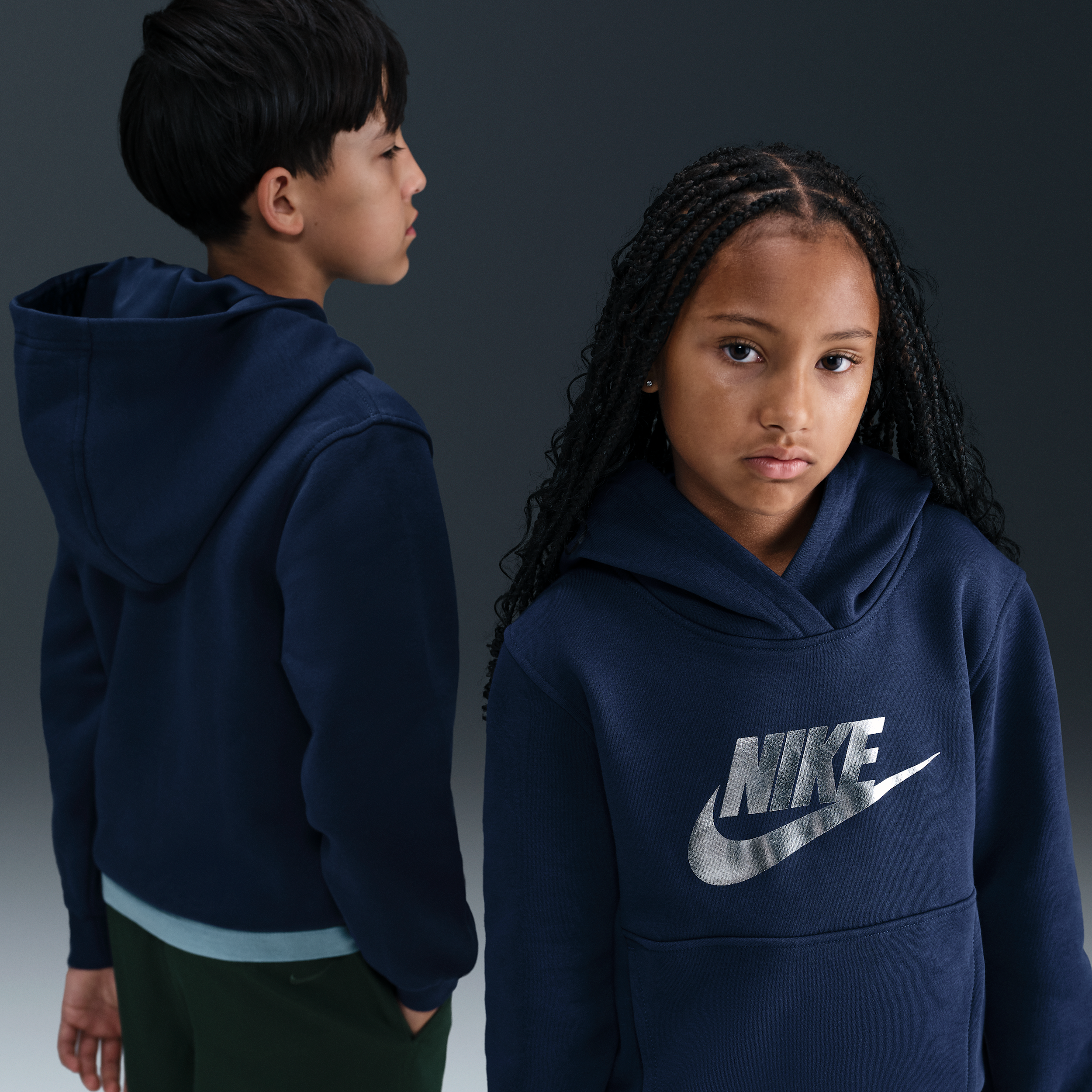 Nike Club Fleece Older Kids Hoodie - Blue - Cotton/Polyester