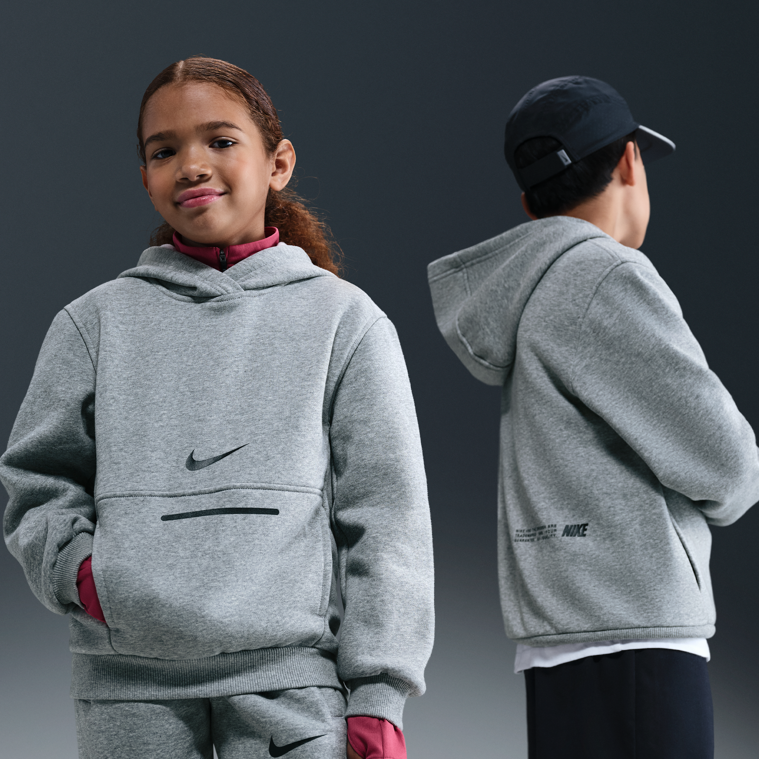 Nike Club Fleece Older Kids Hoodie - Grey - Cotton/Polyester