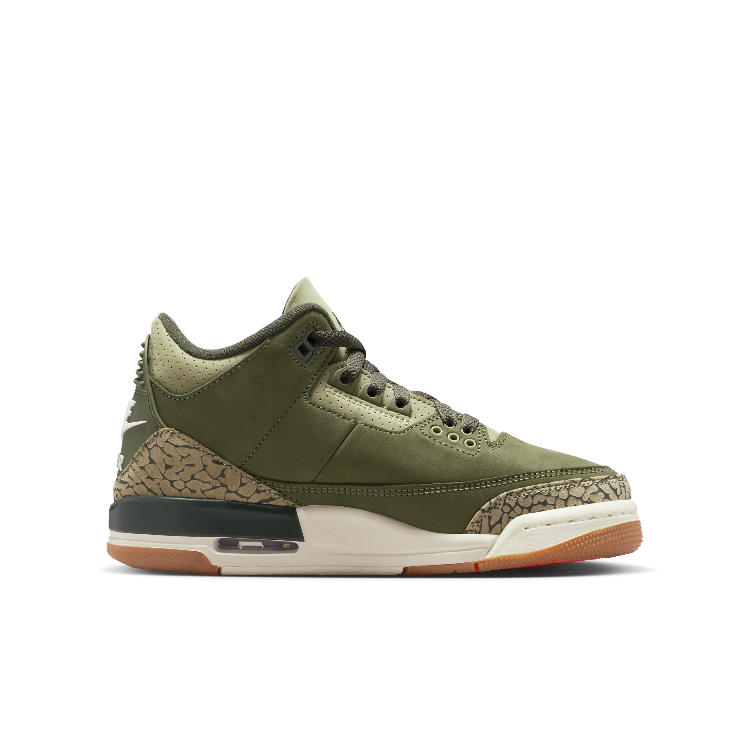 Thumbnail - Air Jordan 3 Retro "Medium Olive" Schuh (ältere Kinder) - Grün
