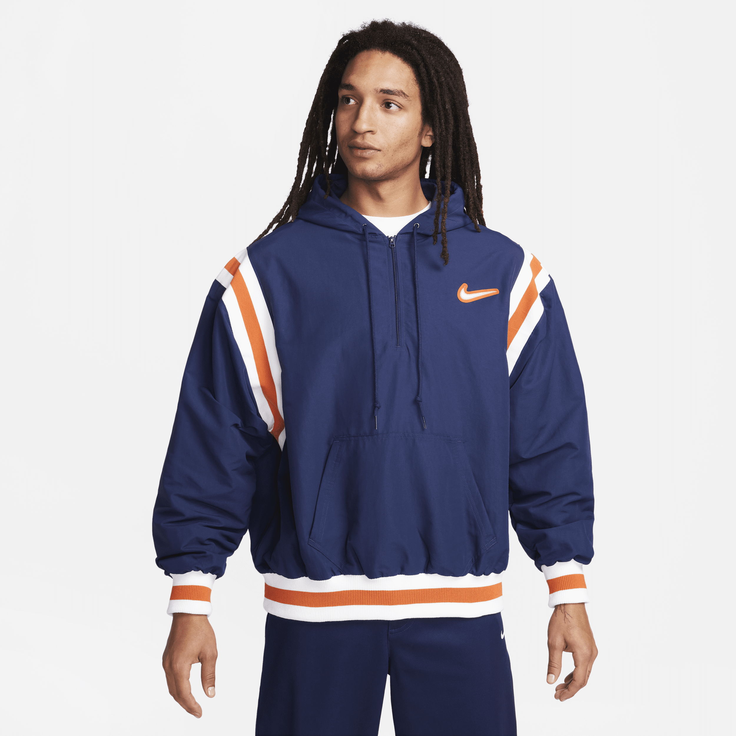 Nike Authentics geweven en gevoerde hoodie met halflange rits voor heren Blauw