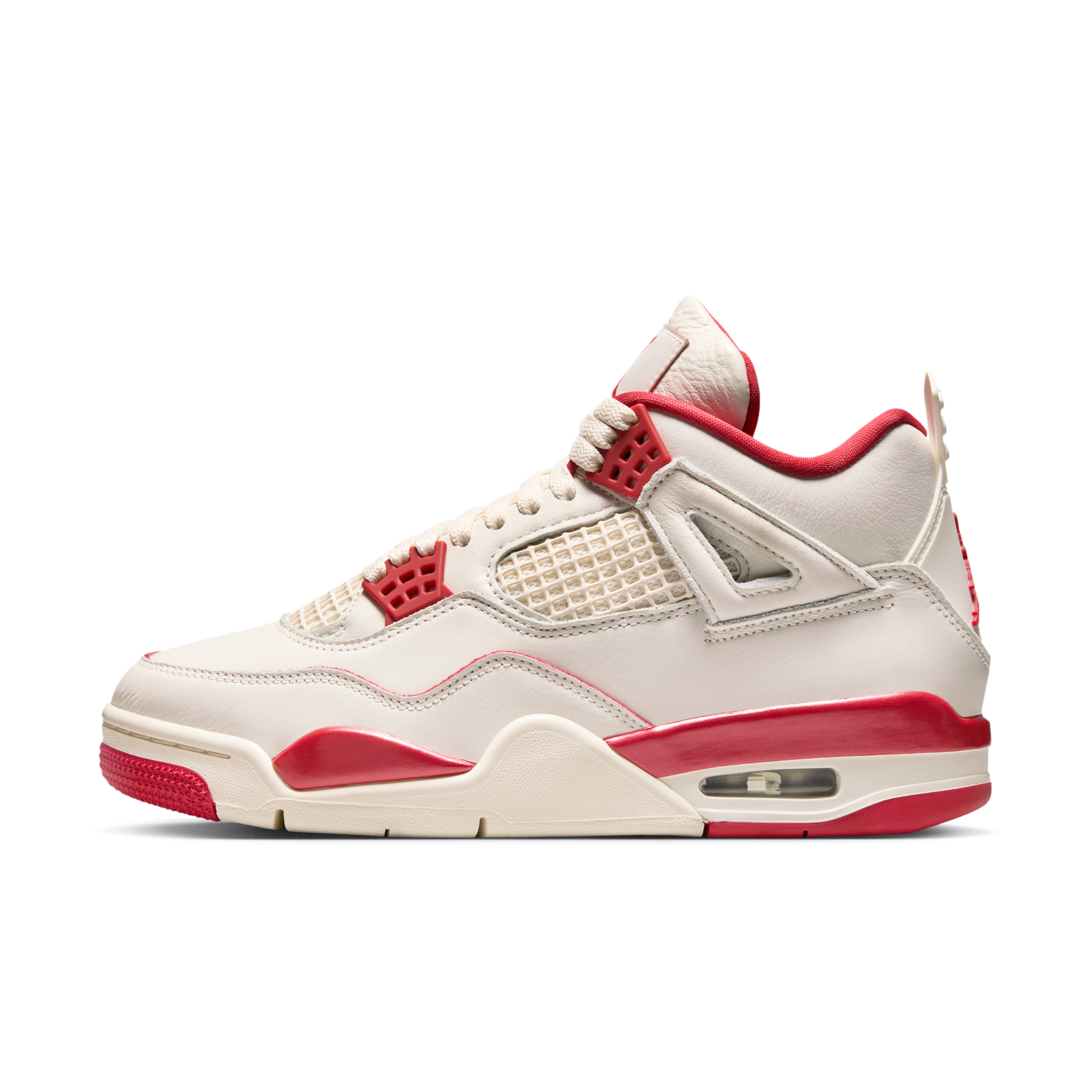 Nike Air Jordan 4 Retro Pale Ivory and Tough Red Womens Shoes - Brown