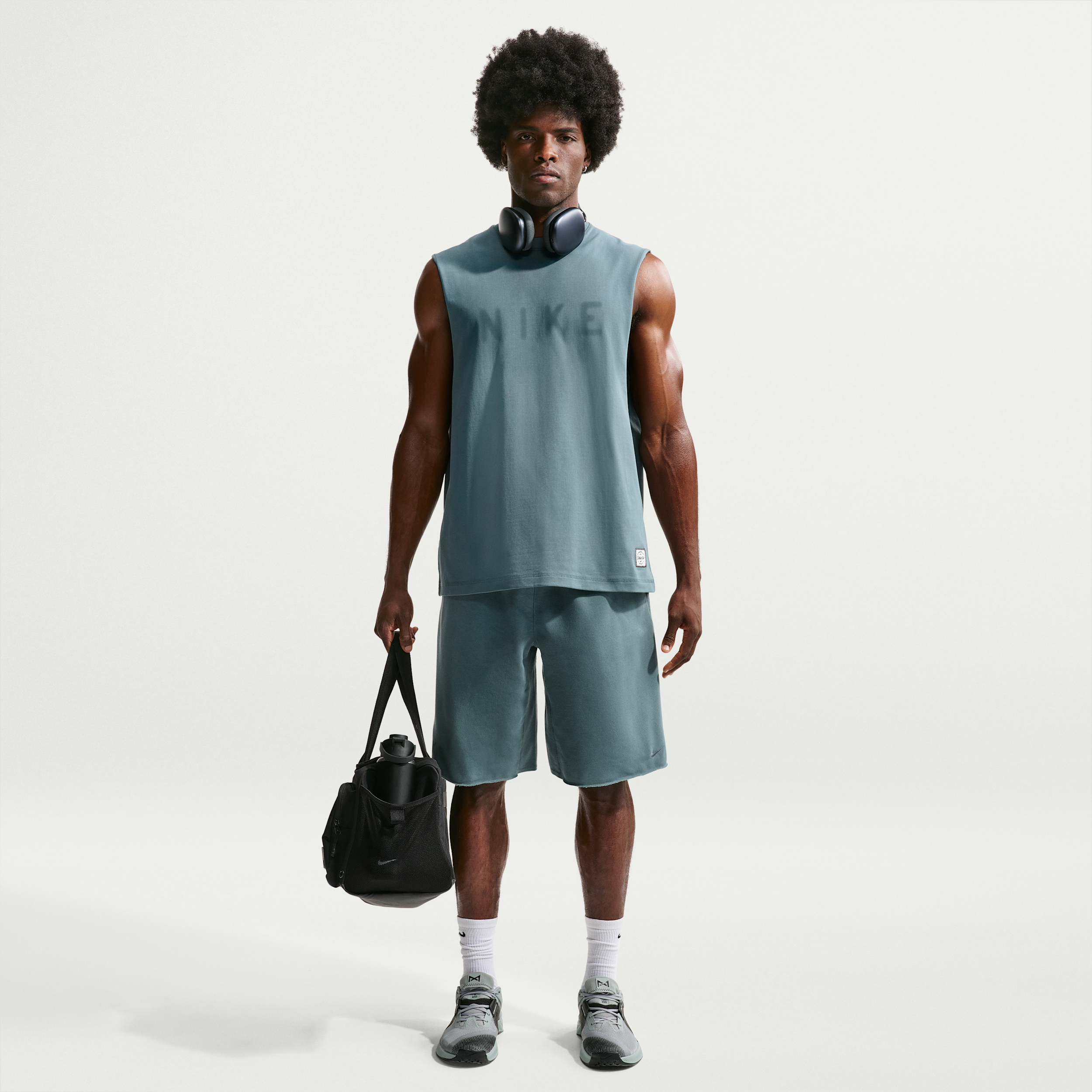 Thumbnail - Nike N.A.C Dri-FIT Fleece-Trainingsshorts (Herren) - Grau