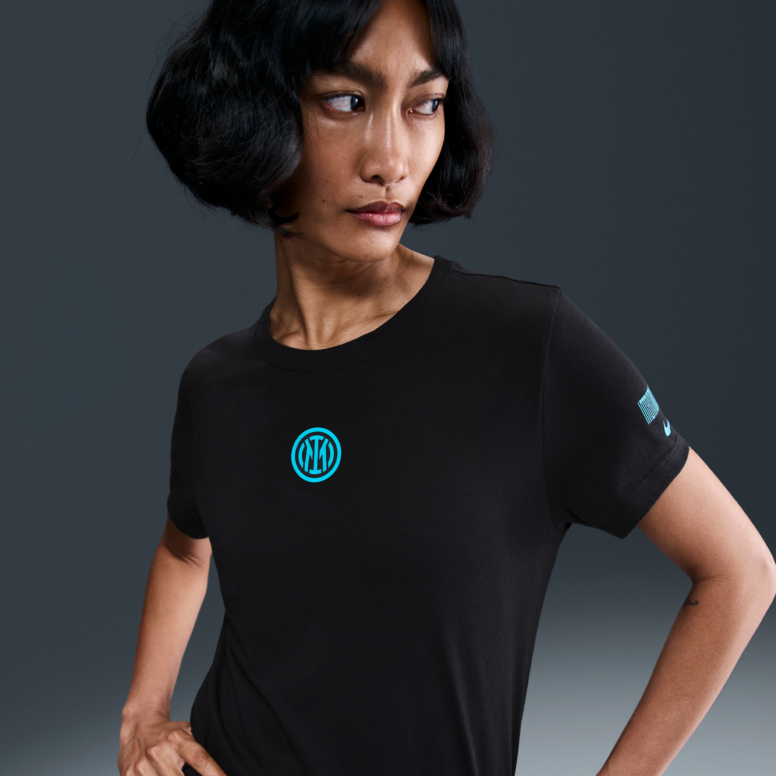 Inter Milan Womens Nike Football T-Shirt - Black - Cotton