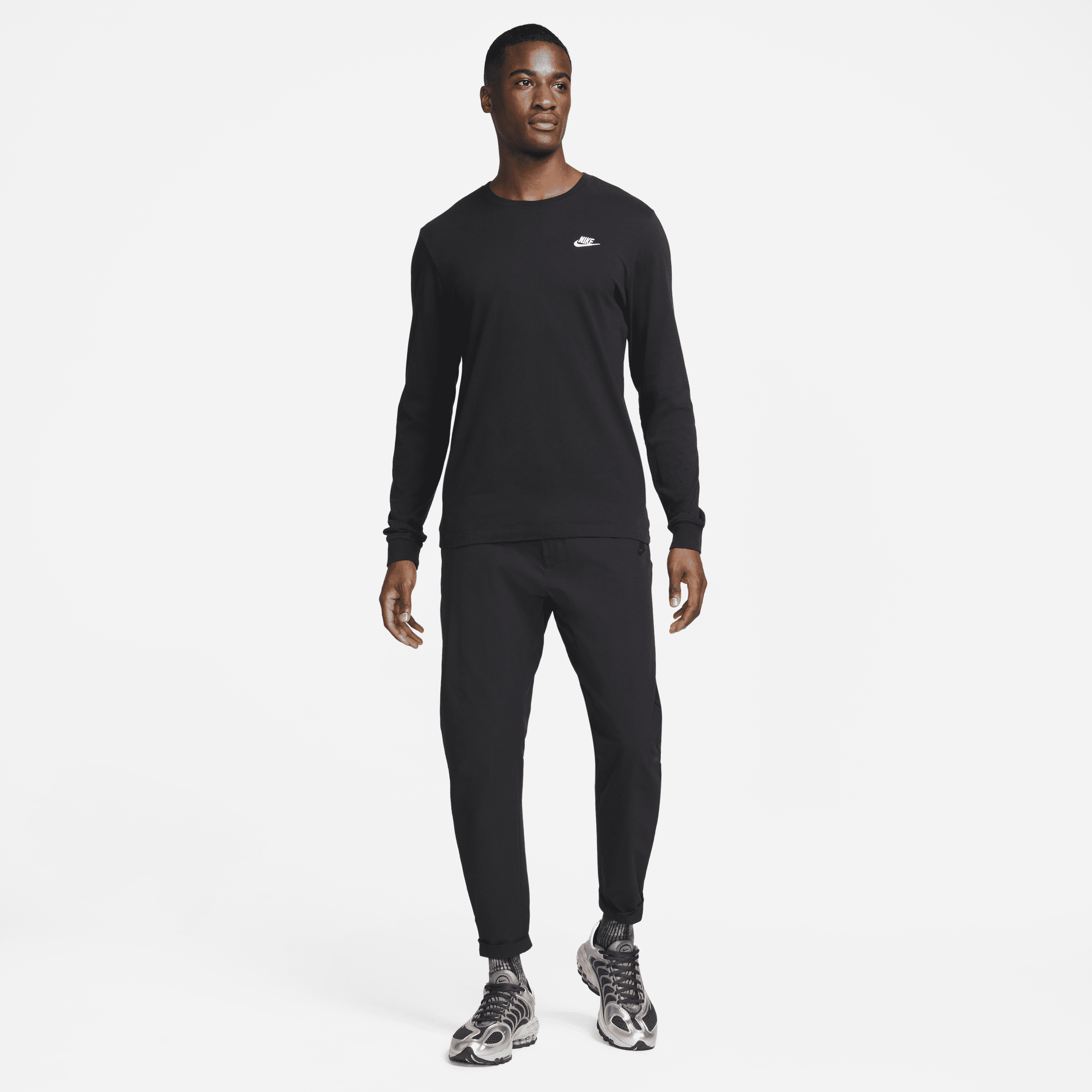 Tee-shirt à manches longues Nike Sportswear Club pour homme - Noir