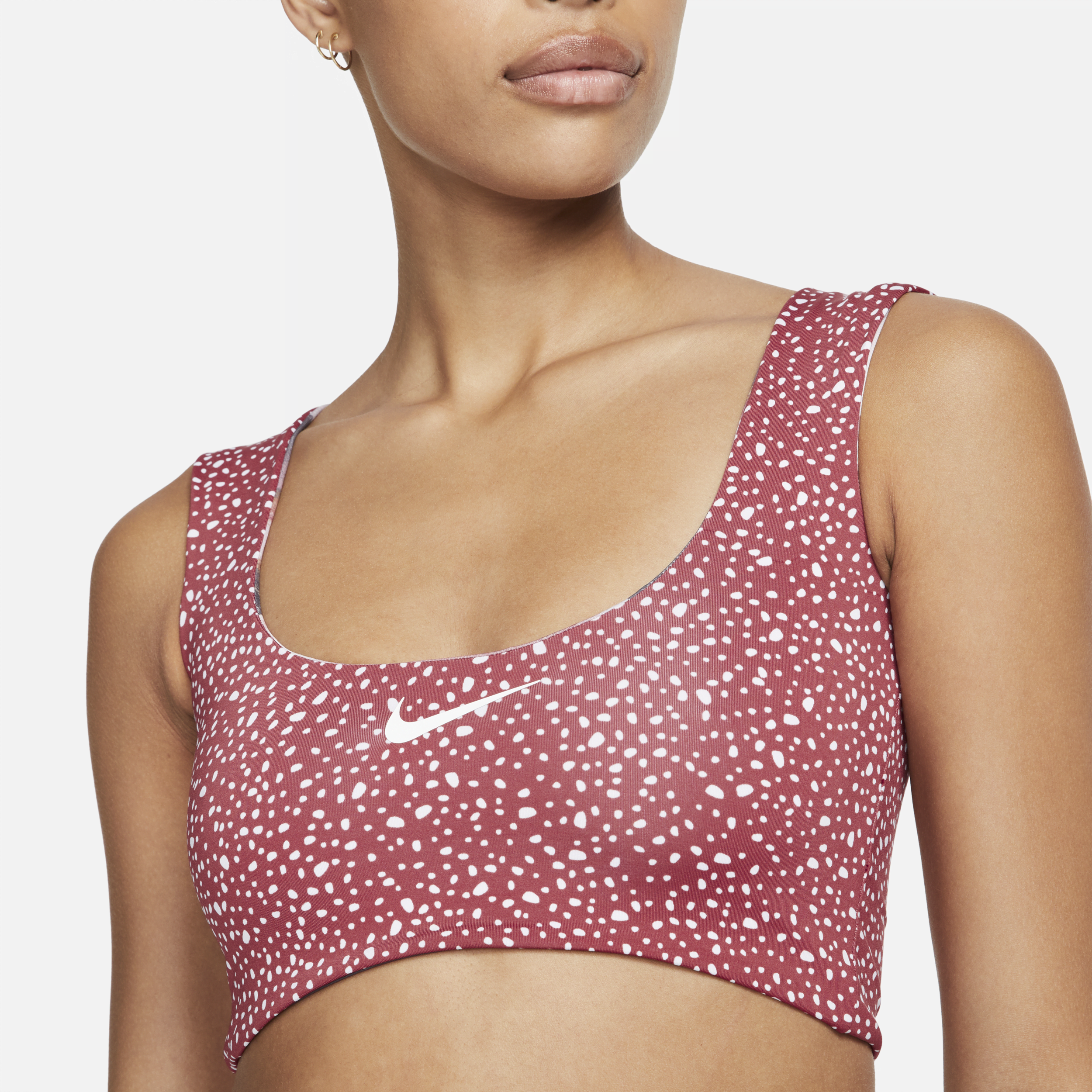 Crop top de bain réversible Nike pour femme - Rouge