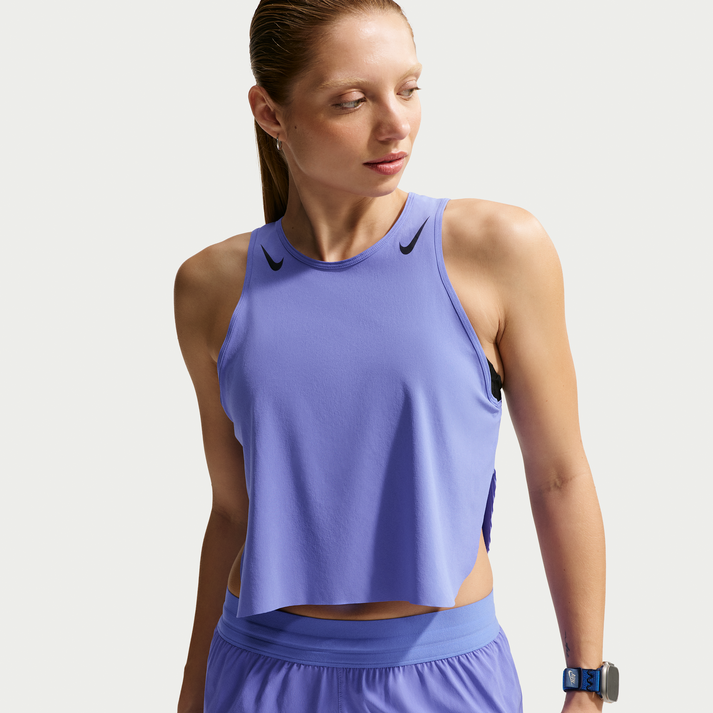 Nike AeroSwift Dri-FIT ADV korte hardlooptanktop voor dames - Blauw