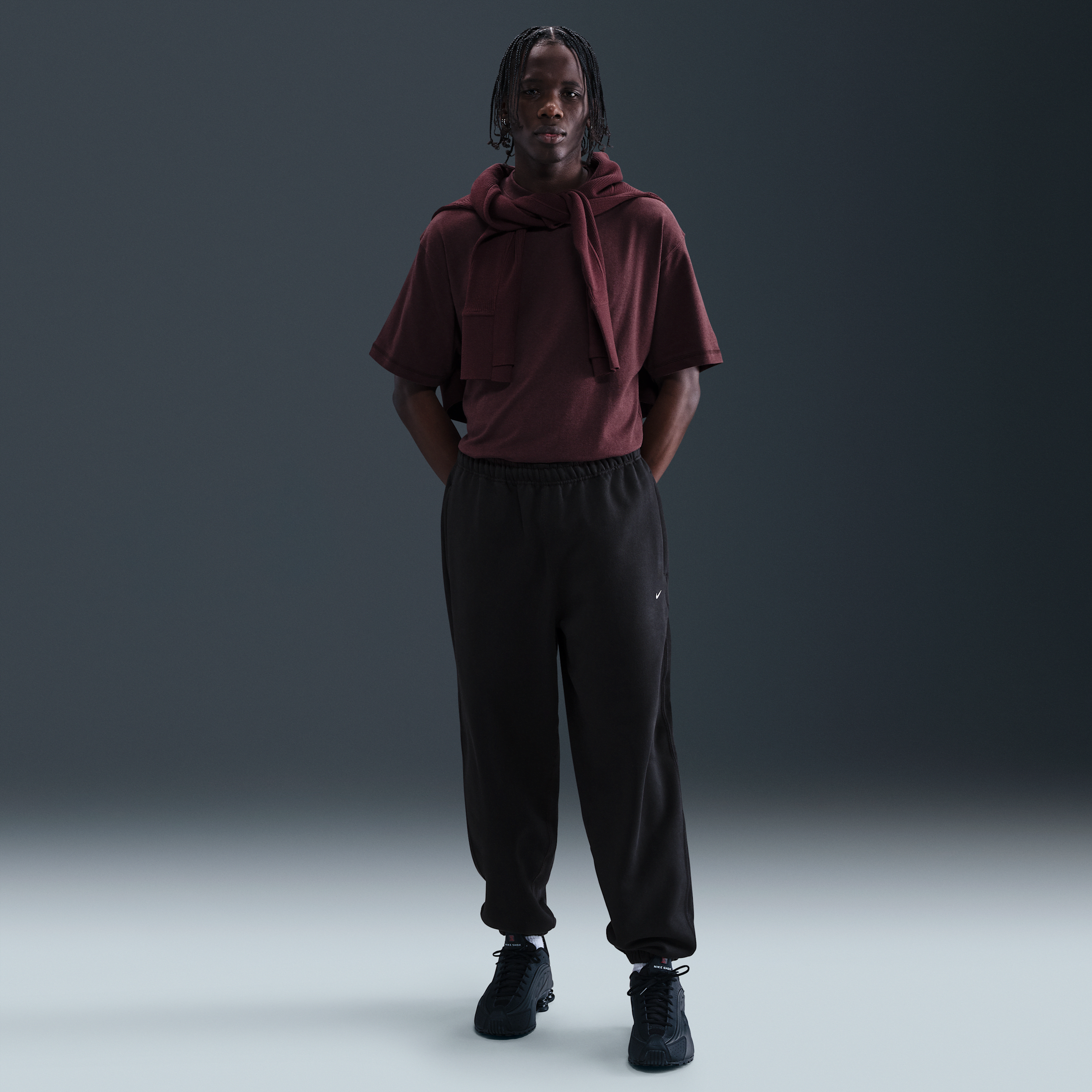 Thumbnail - Nike Solo Swoosh Fleece-Hose mit Bündchen (Herren) - Schwarz