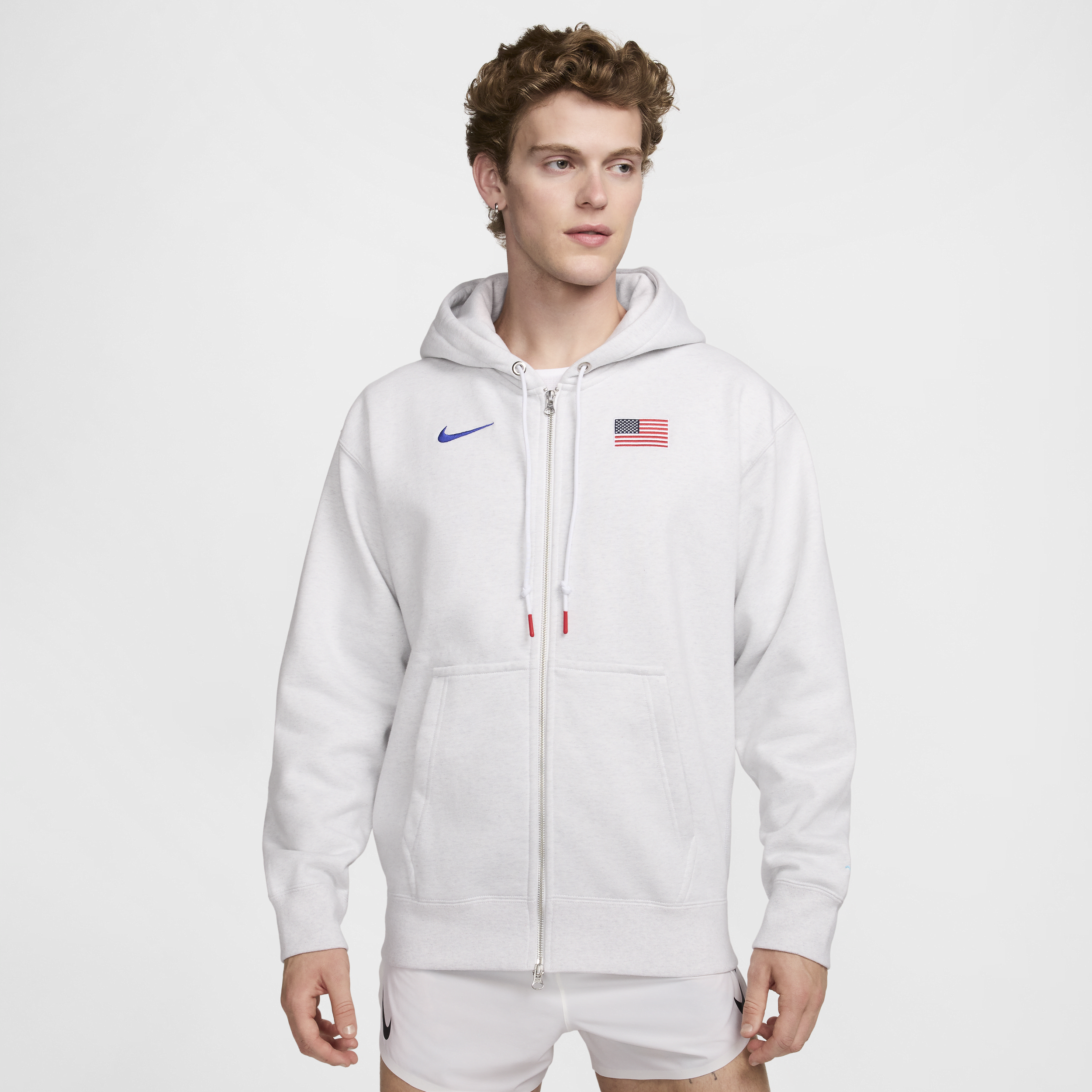 „Authentischer Nike Solo Swoosh Hoodie mit USA-Design und durchgehendem