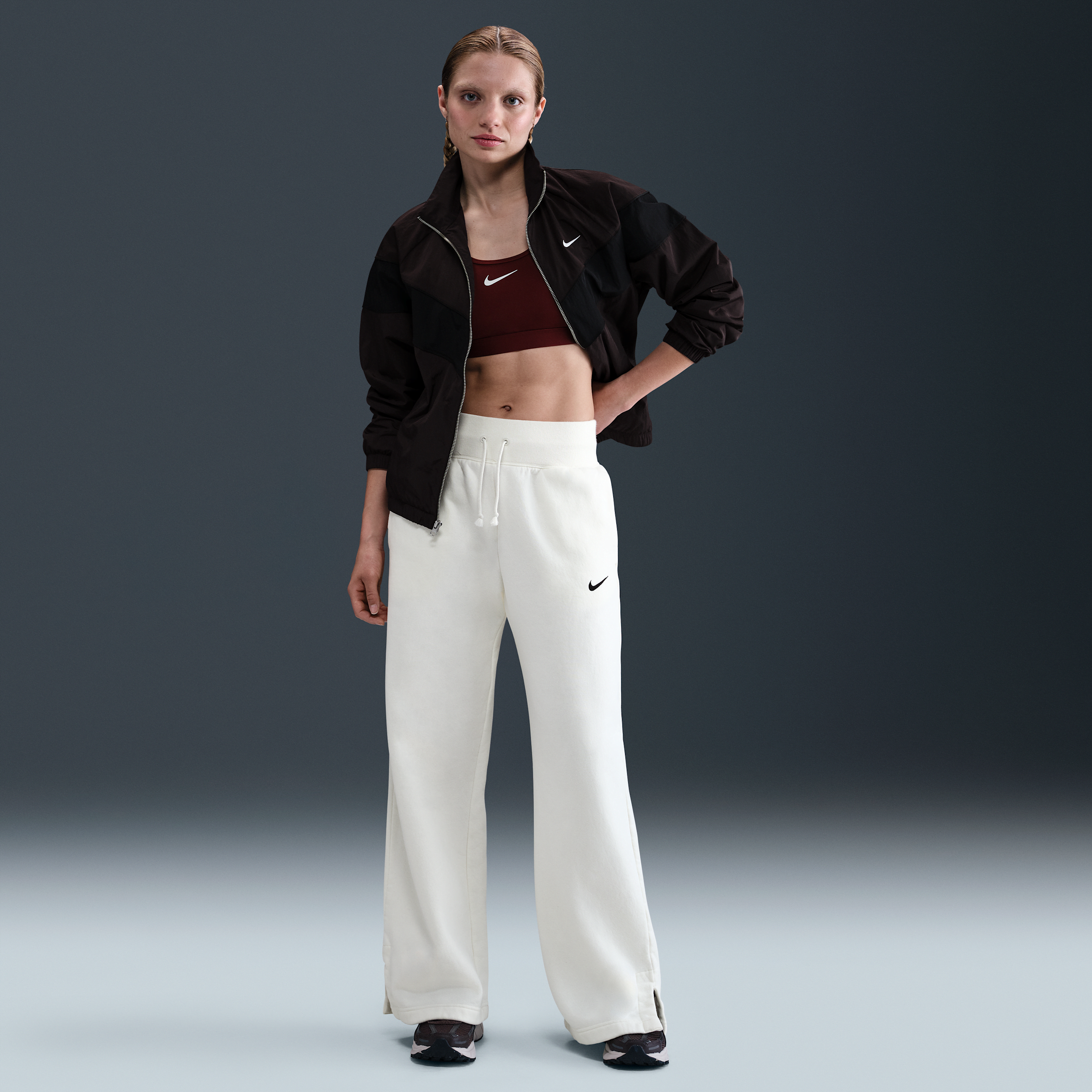 Nike Sportswear Phoenix Fleece Women's High-Waisted Wide-Leg Tracksuit Bottoms - White - Fleece > Phoenix Fleece