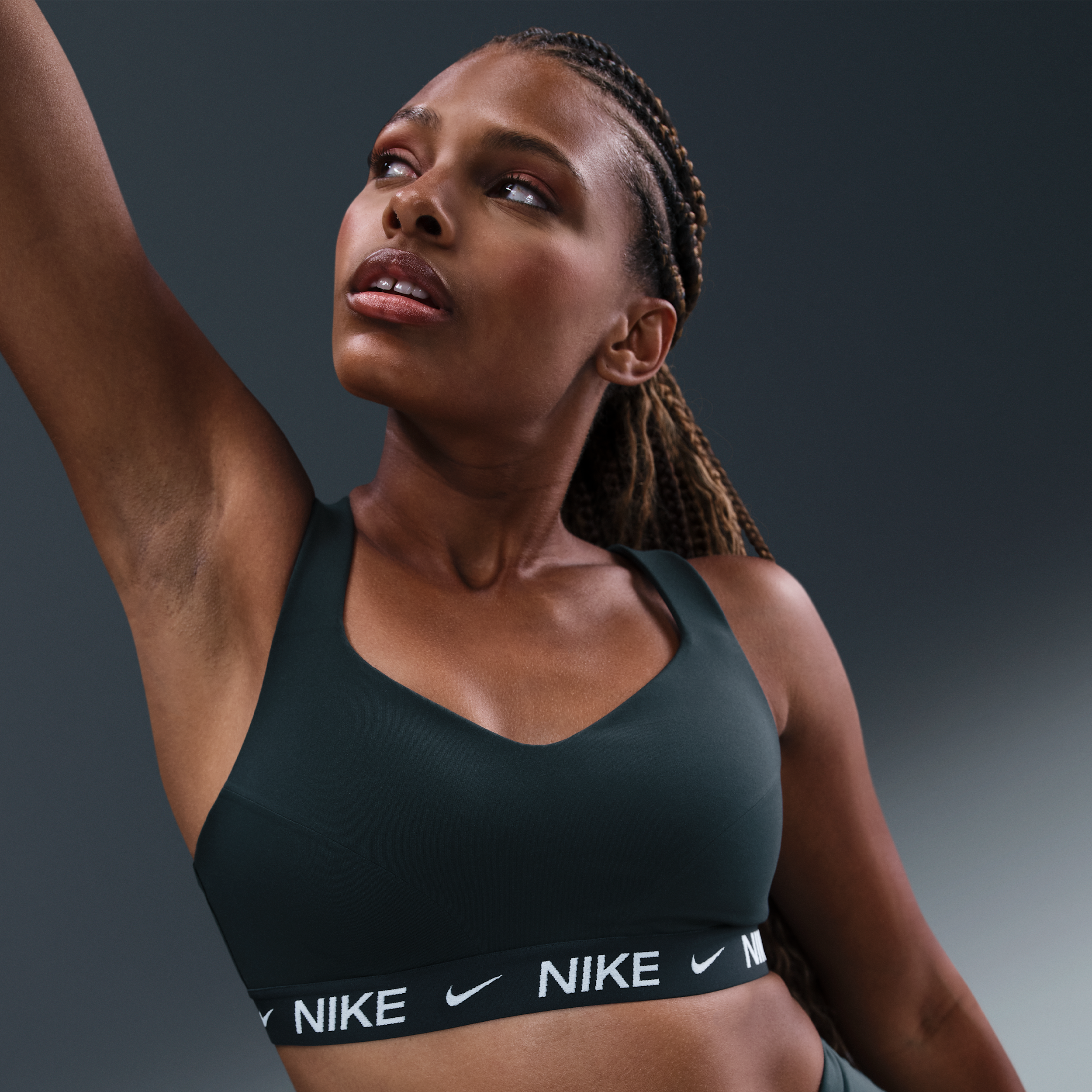 Nike Indy High-Support Womens Padded Adjustable Sports Bra - Green - Polyester/Elastane