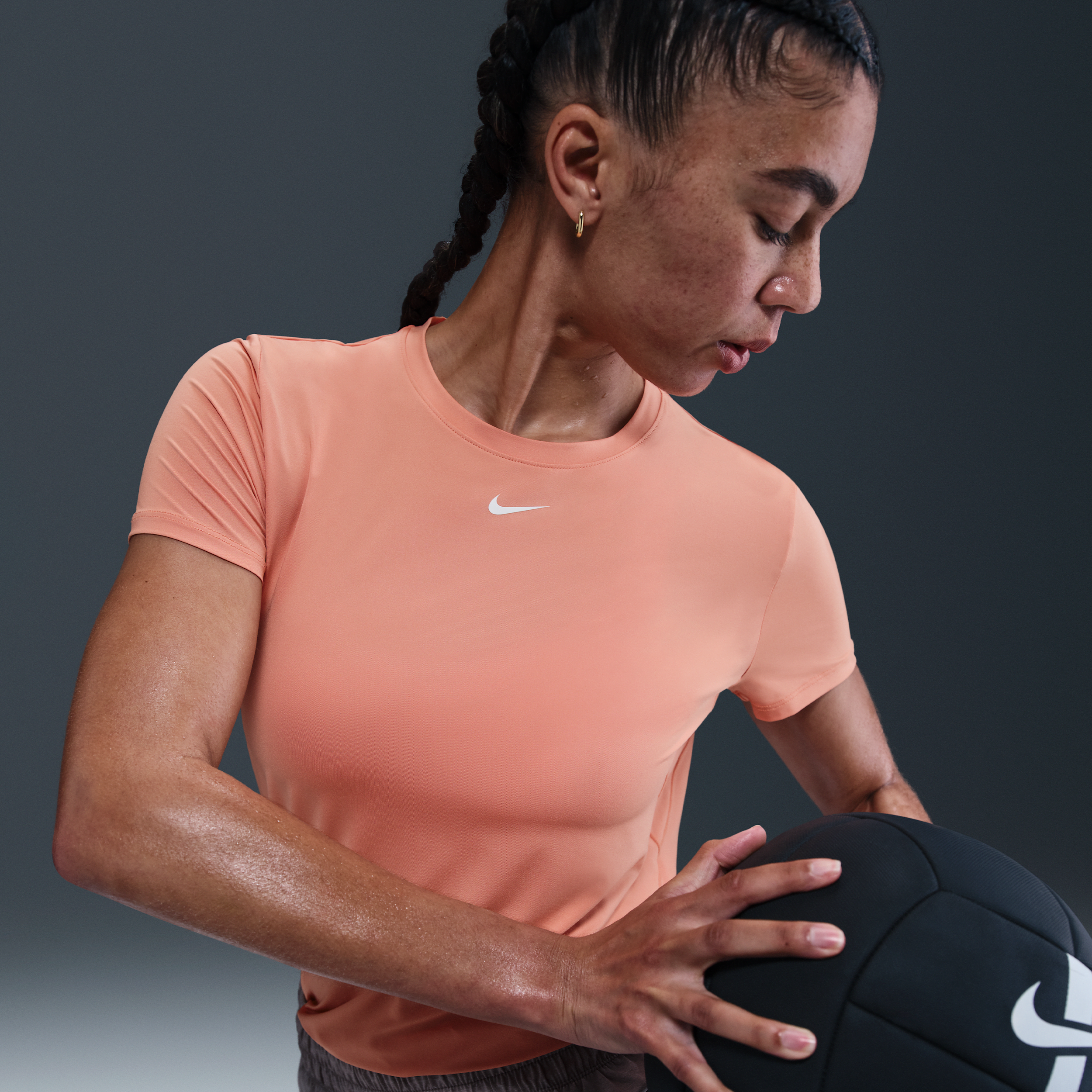 Haut à manches courtes Dri-FIT Nike One Classic pour femme - Orange