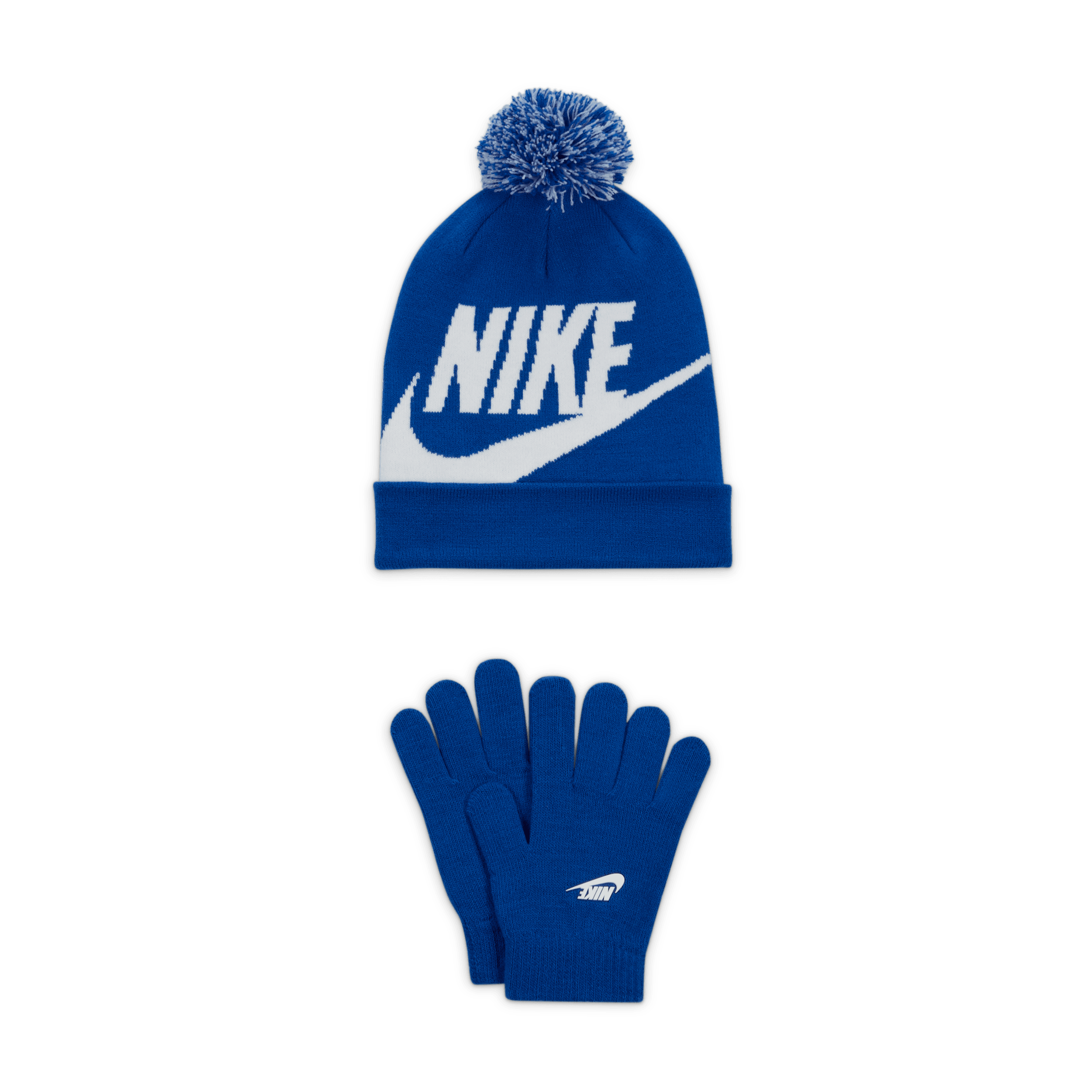 Nike Tweedelige kleuterset met beanie en handschoenen Blauw