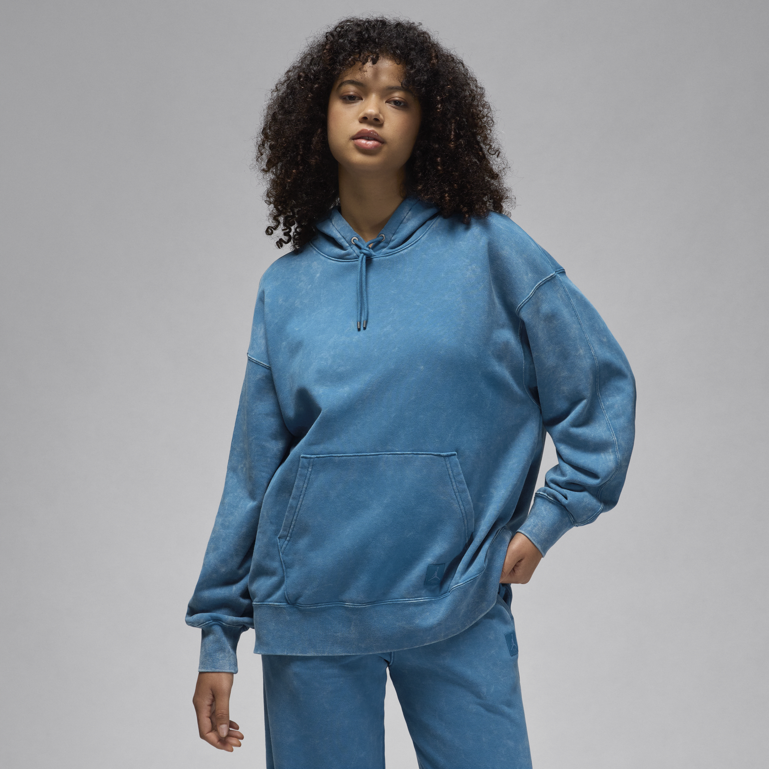 Jordan Flight Fleece gewassen hoodie voor dames Blauw