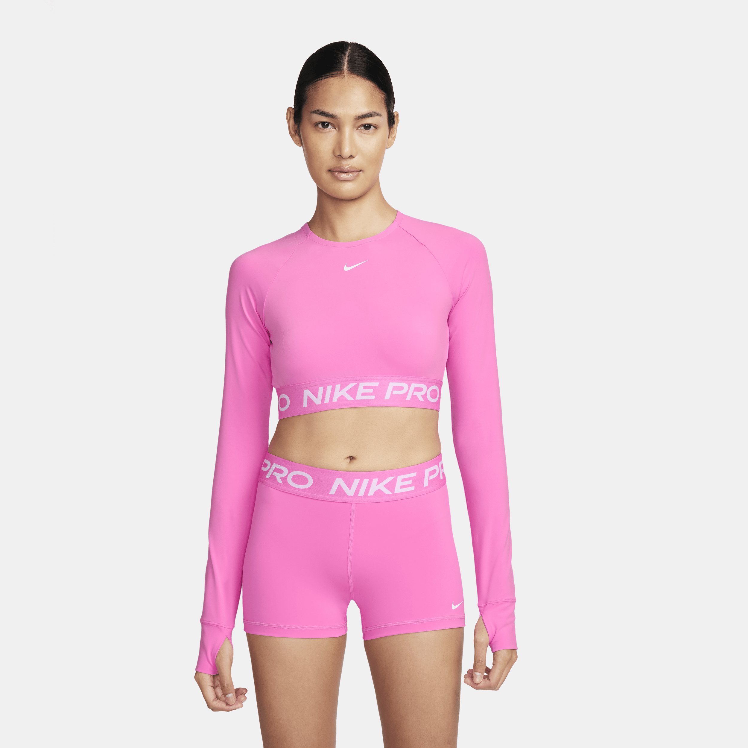 Thumbnail - Nike Pro Dri-FIT verkürztes Longsleeve (Damen) - Rot