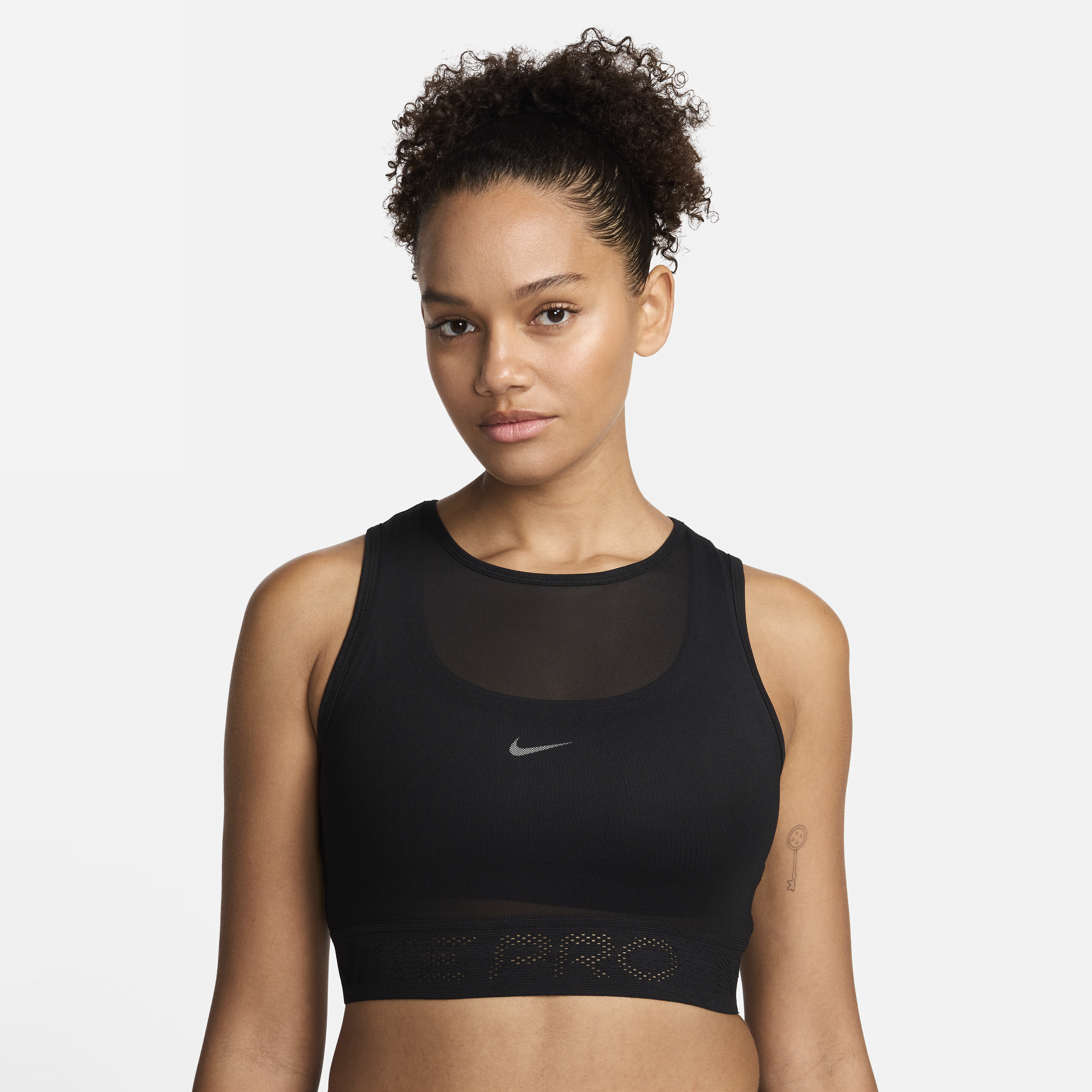 Nike Pro tanktop van mesh voor dames Zwart