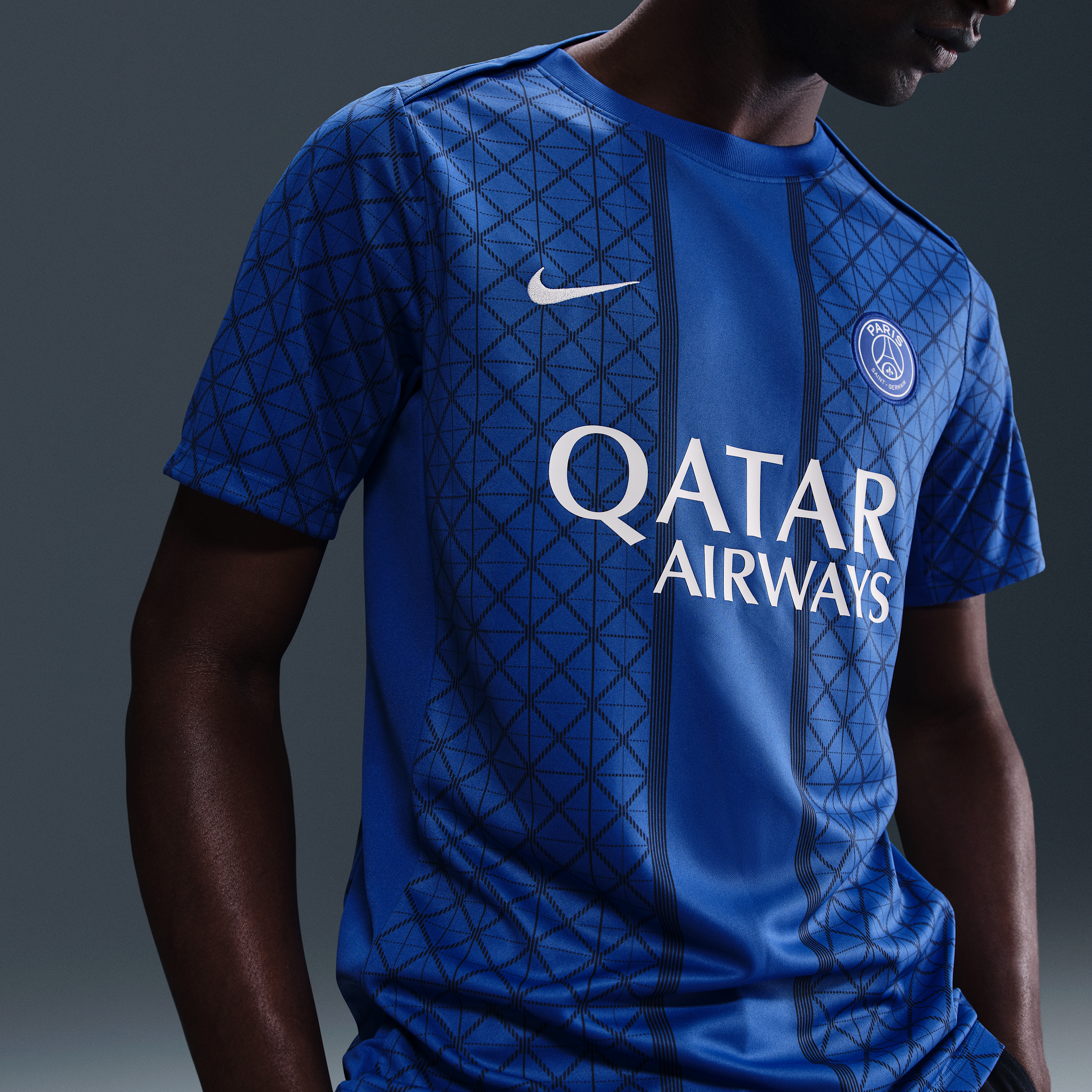 Nike Paris Saint-Germain Academy Pro Thuis Dri-FIT warming-uptop met korte mouwen voor heren Blauw