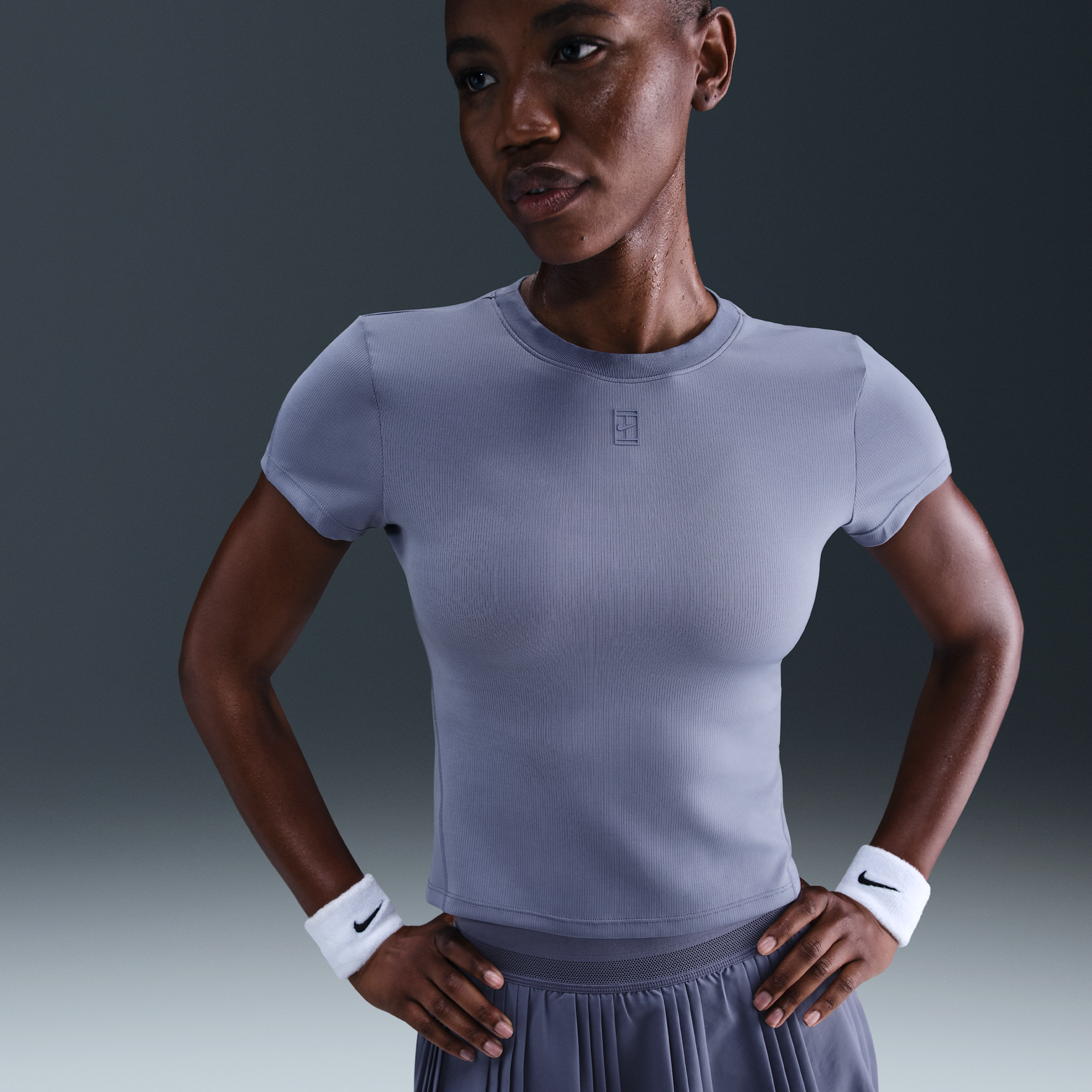 Thumbnail - NikeCourt Advantage Dri-FIT Kurzarm-Tennisoberteil für Damen - Blau