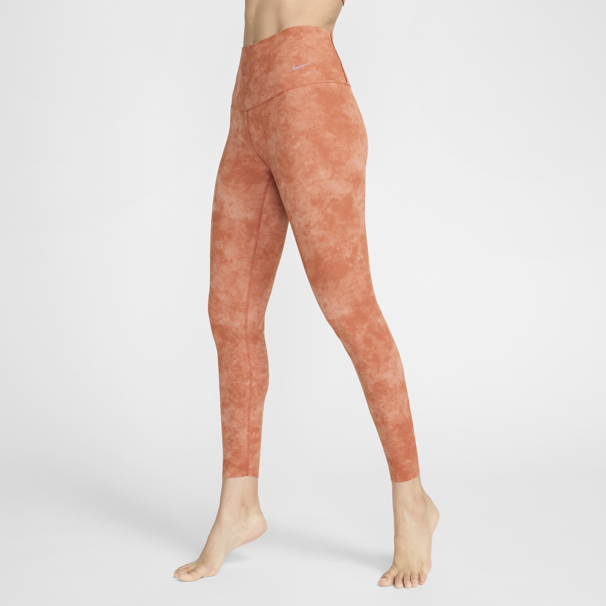Nike Zenvy Tie-Dye 7 8-legging met hoge taille en lichte ondersteuning voor dames Oranje