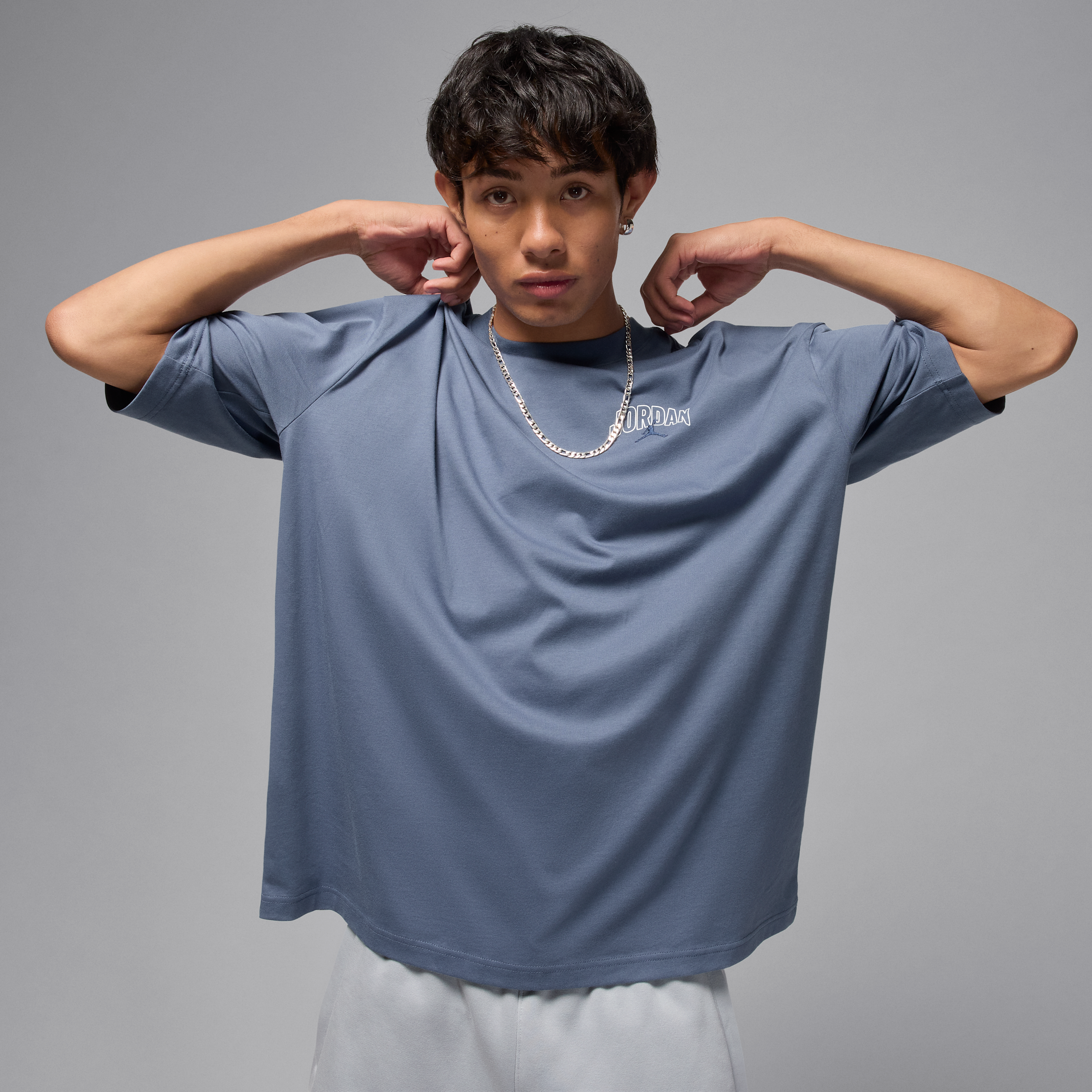 Nike Jordan Brooklyn Men's Oversized Short-Sleeve T-Shirt - Blue - Cotton