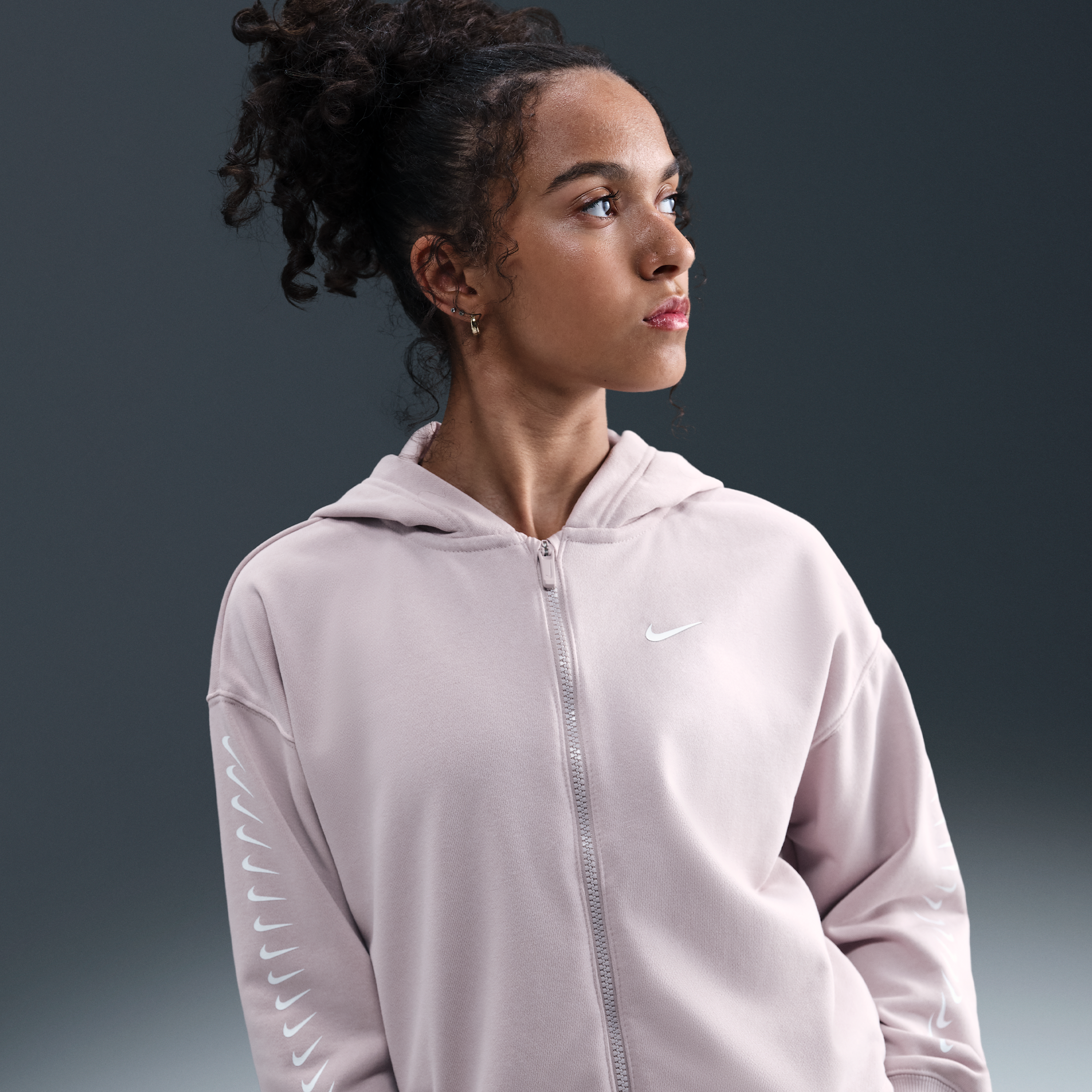 Nike Sportswear Girls Dri-FIT Fleece Hoodie - Purple - Cotton/Polyester