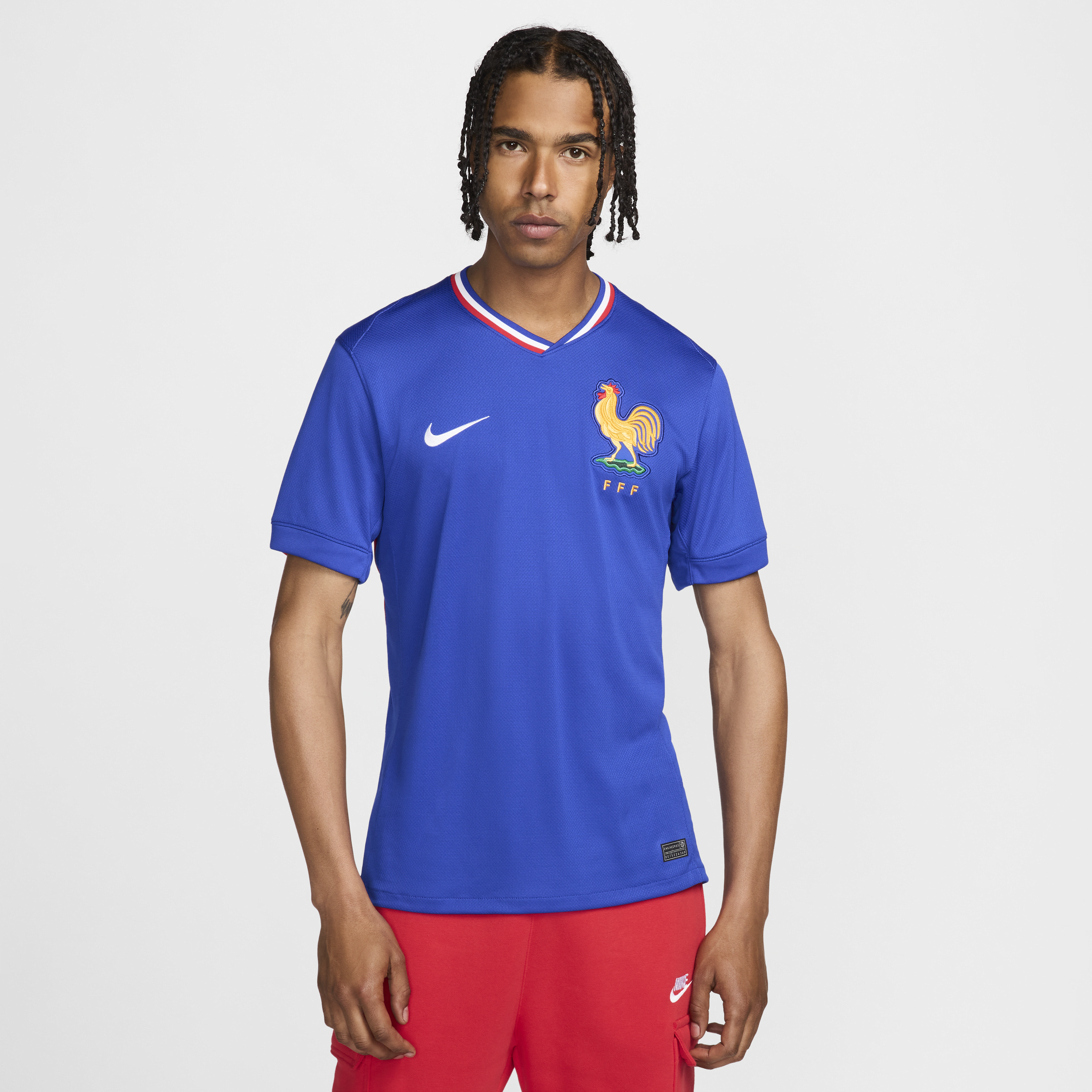 Nike FFF (vrouwenelftal) 2024 25 Stadium Thuis Dri-FIT replica voetbalshirt voor heren Blauw