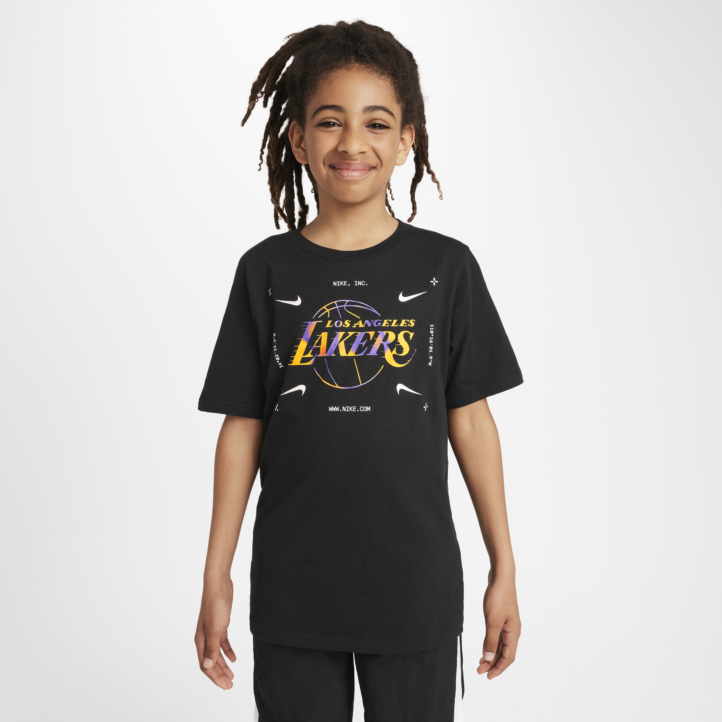 Nike Los Angeles Lakers NBA-shirt met logo voor jongens Zwart