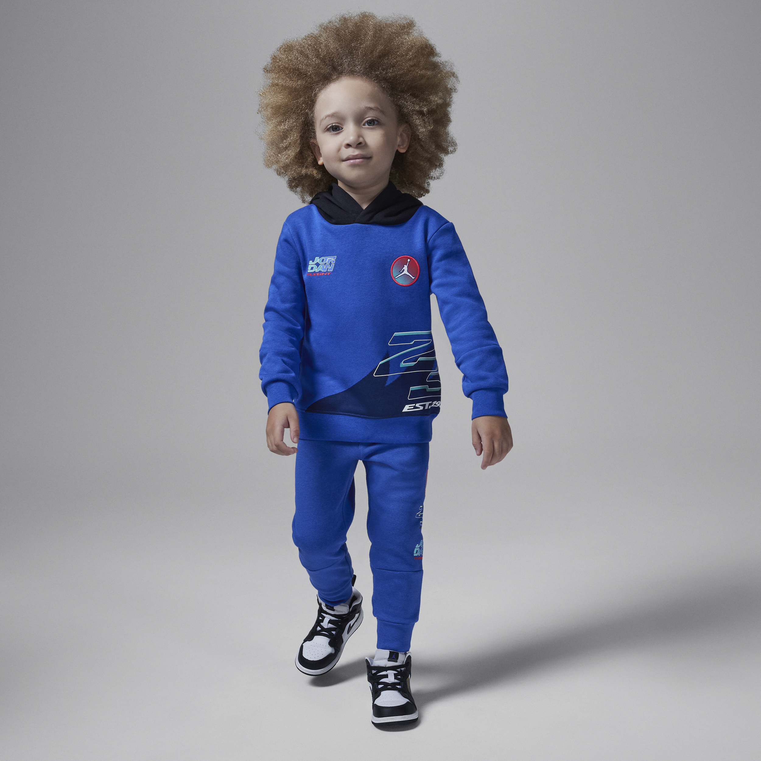 Ensemble deux pièces avec sweat à capuche en tissu Fleece Jordan MJ Moto pour tout-petit - Bleu