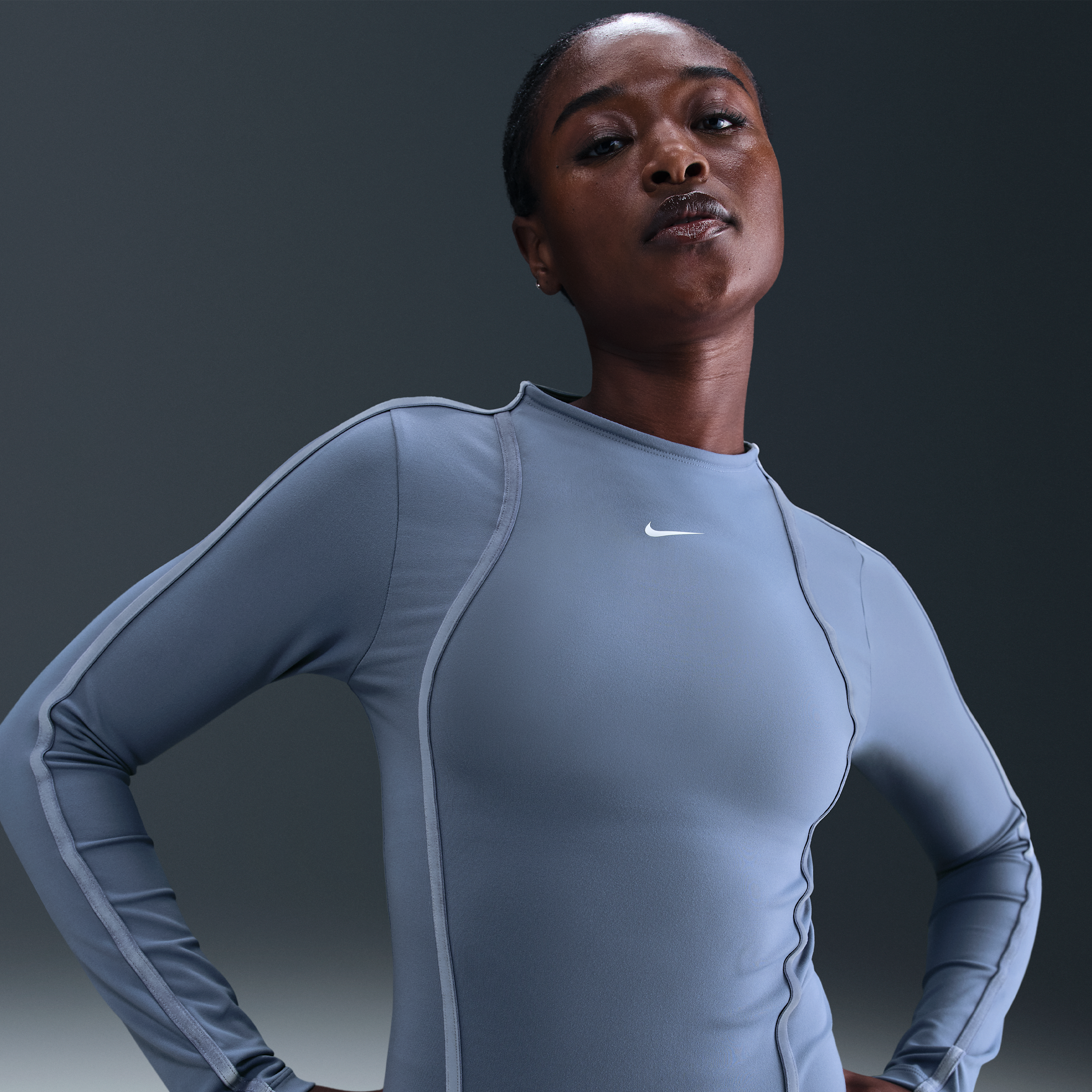 Thumbnail - Nike One Fitted Dri-FIT Longsleeve-Oberteil für Damen - Blau