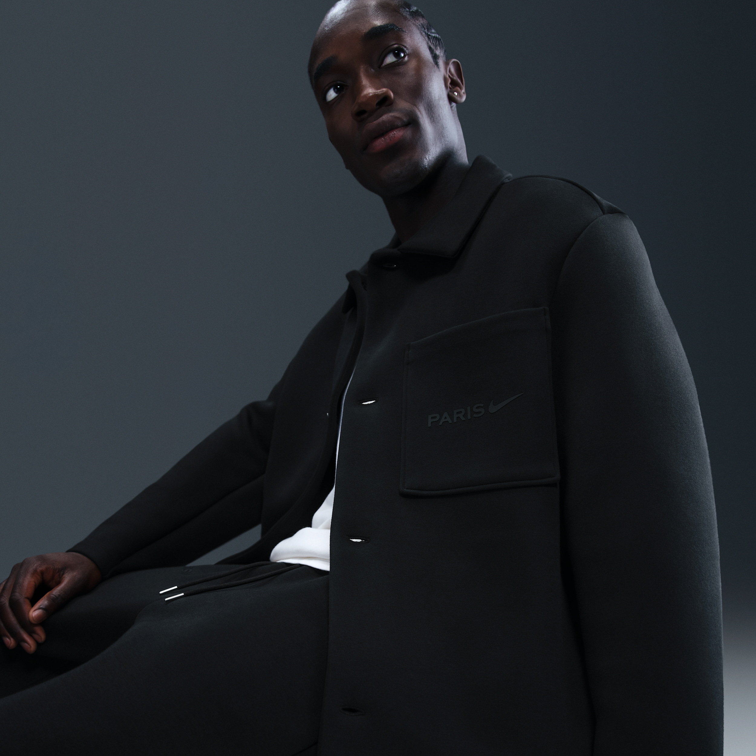 Thumbnail - Paris Saint-Germain Tech Fleece Nike Football-Shacket (Herren) - Schwarz