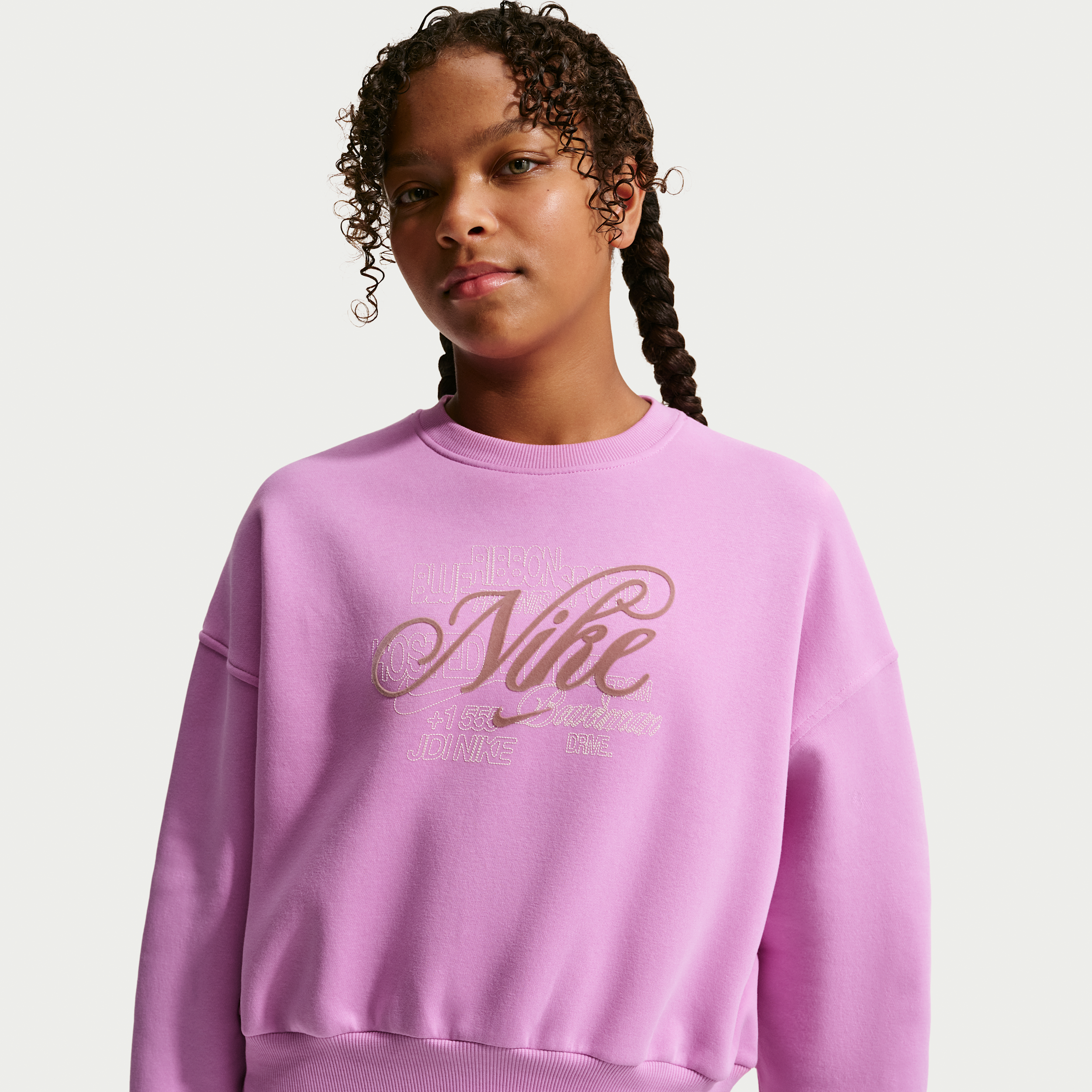 Nike Club Fleece recht sweatshirt met ronde hals voor meisjes - Paars