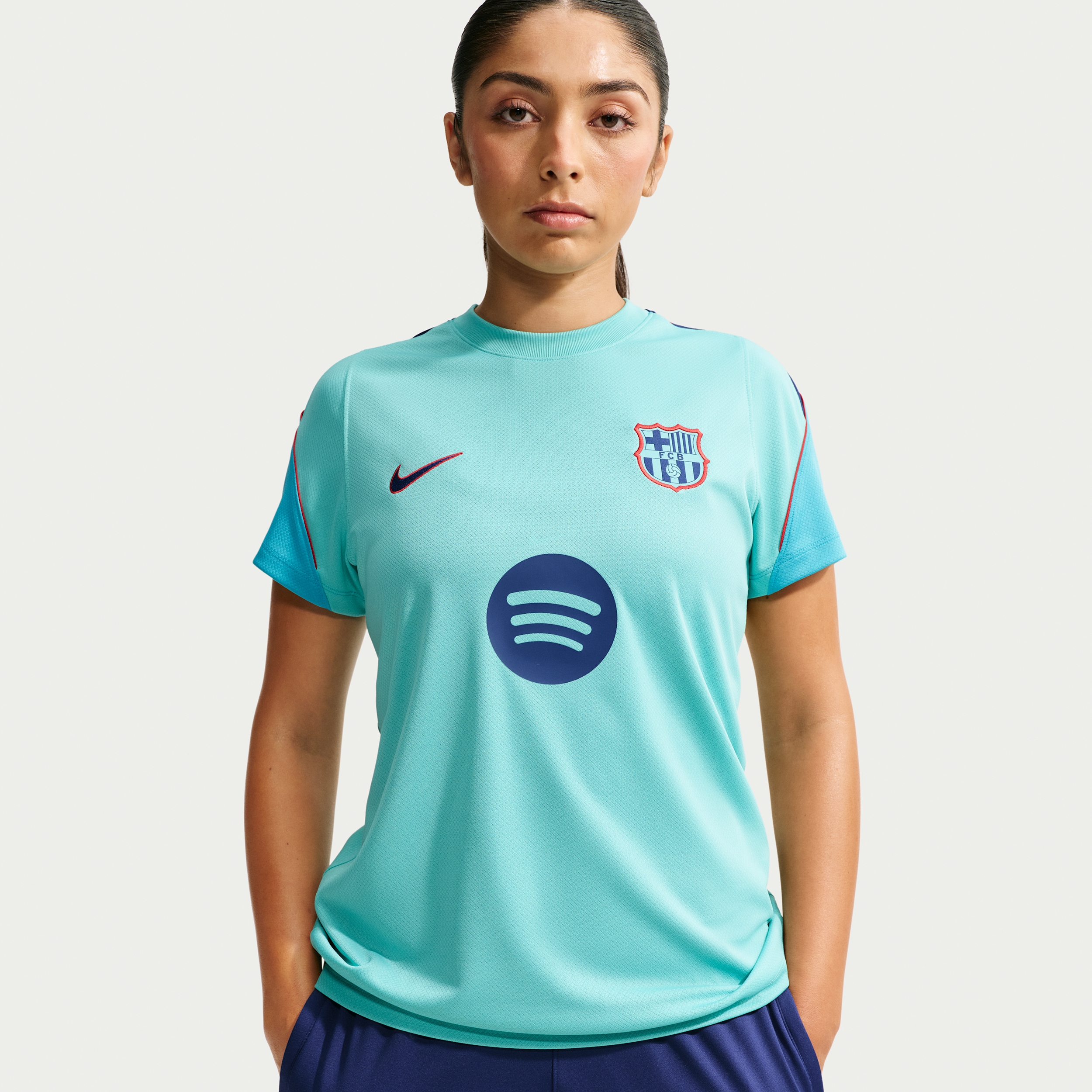 Kortærmet FC Barcelona Strike Third-Nike Dri-FIT-fodboldtrøje til kvinder - grøn