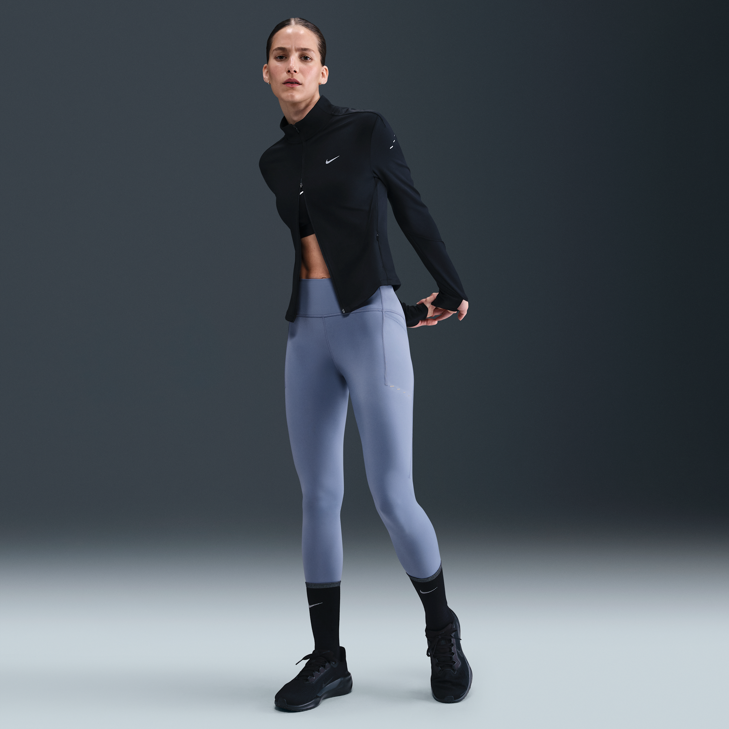 Thumbnail - Nike Swift 7/8-Lauf-Leggings mit hohem Bund und Taschen (Damen) - Blau