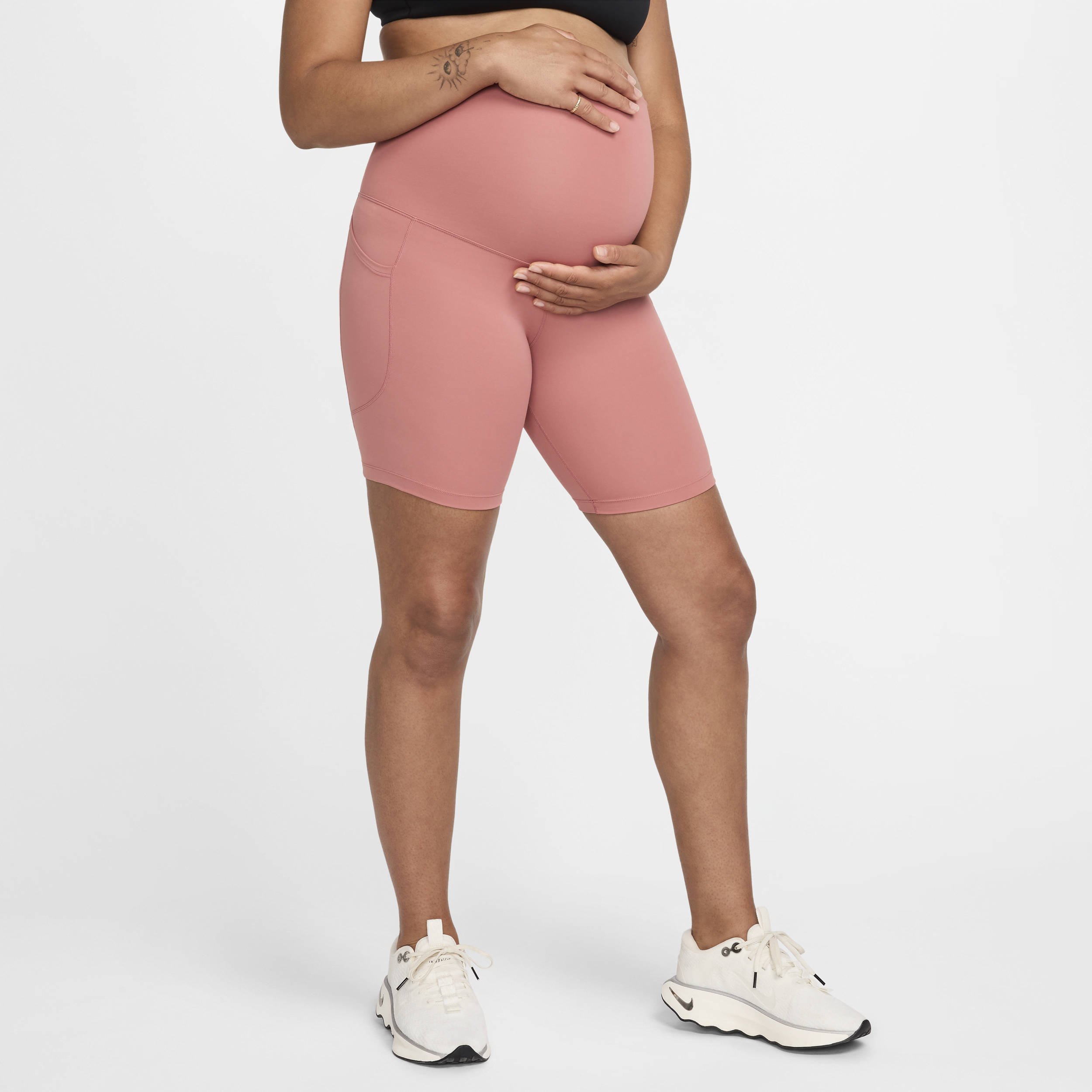 Cycliste taille haute Dri-FIT 20 cm avec poches Nike (M) One pour femme (maternité) - Rose