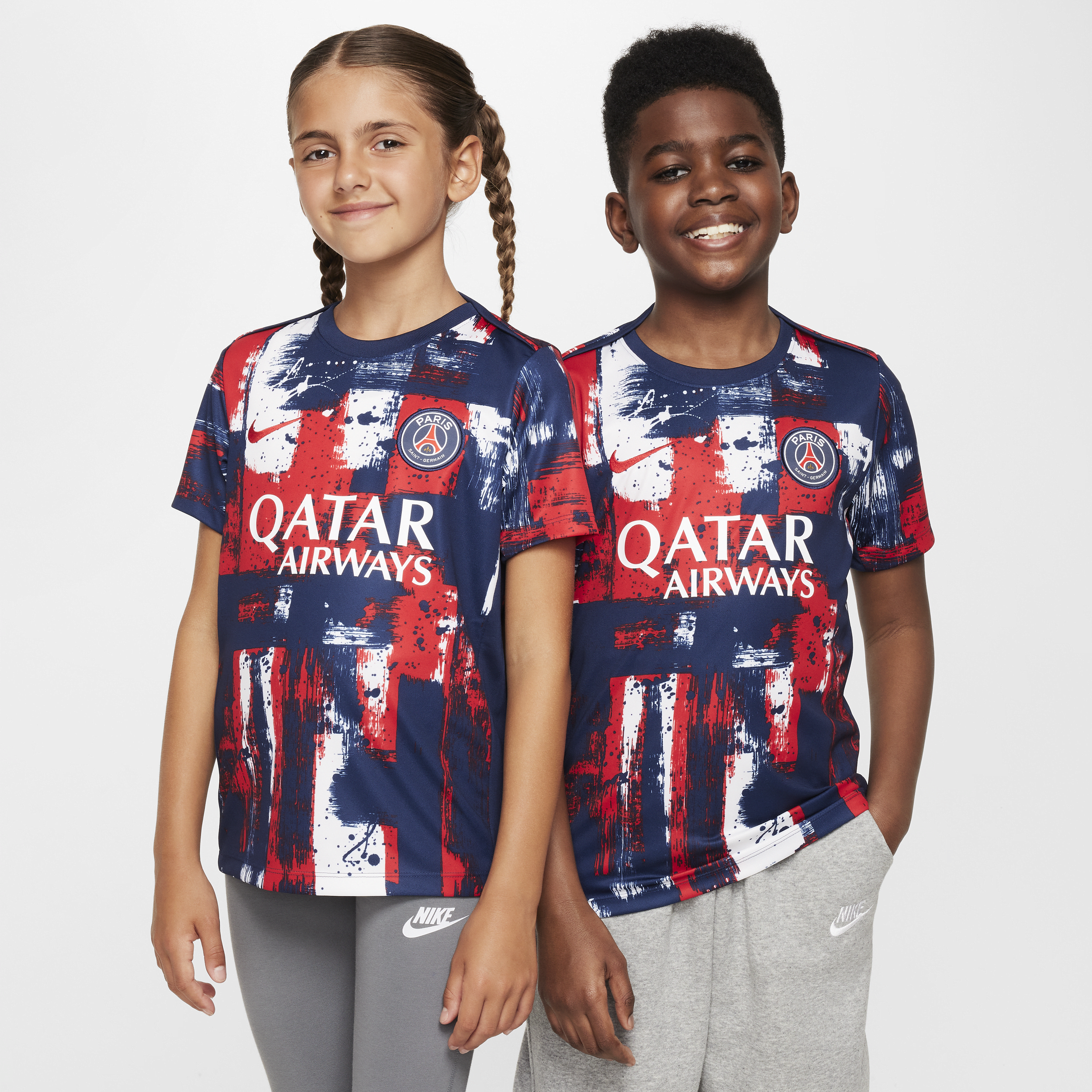 Nike Paris Saint-Germain Academy Pro Thuis Dri-FIT warming-uptop met korte mouwen voor kids Blauw