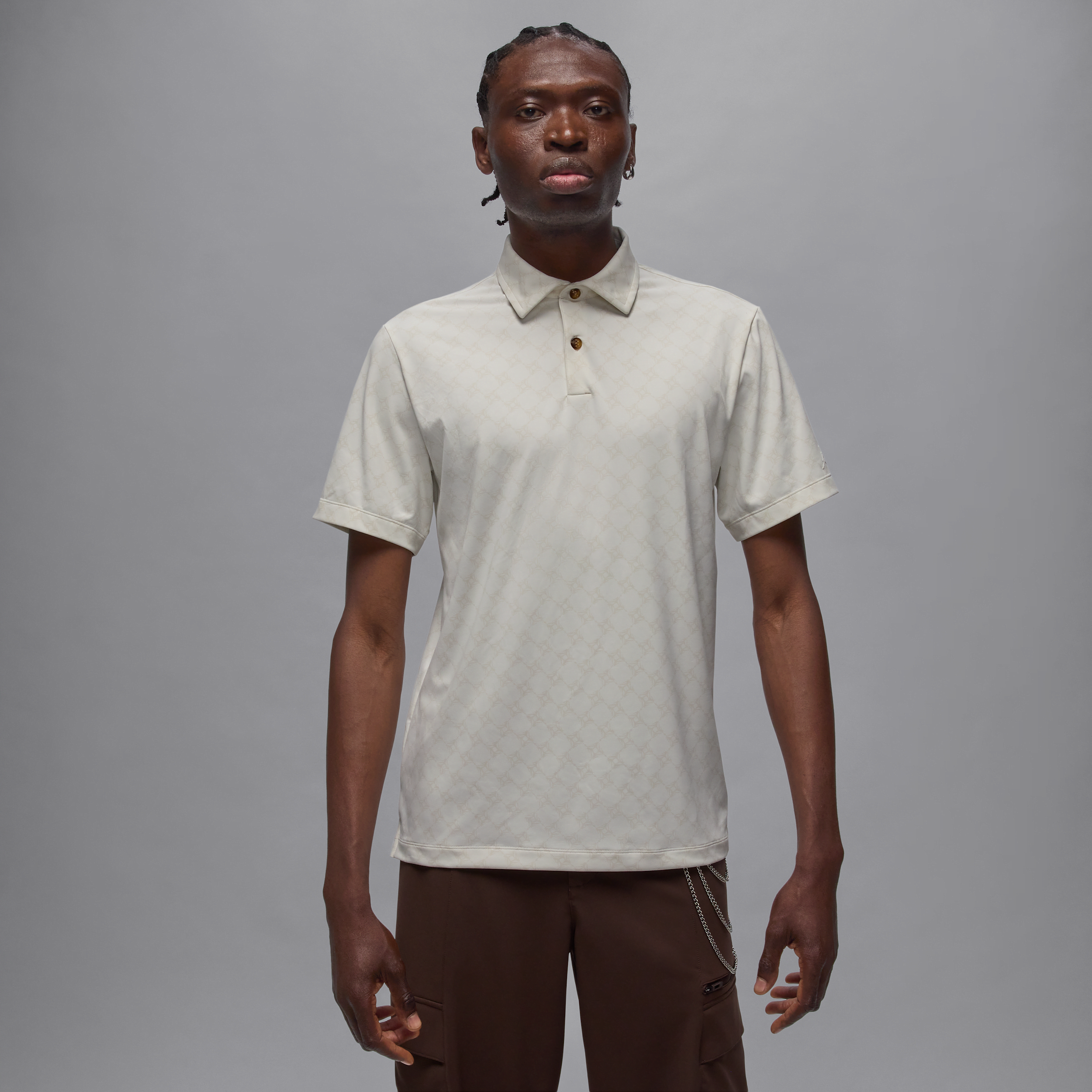 Nike Jordan Sport Men's Printed Golf Polo - Grey - Recycled Polyester Minimum - 50% Recycled Polyester