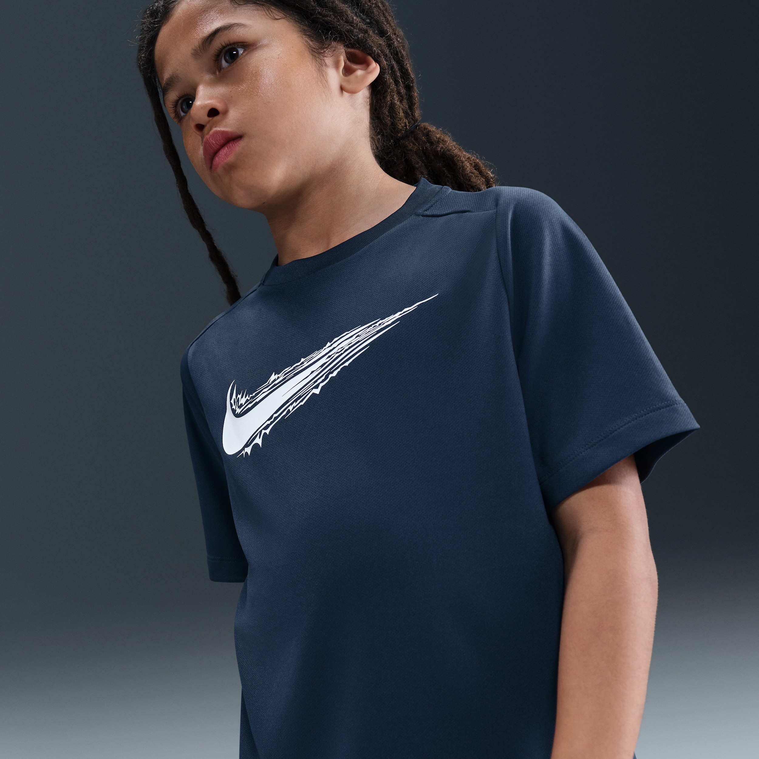 Nike Multi Older Kids' (Boys') Dri-FIT Short-Sleeve Top - Blue - Polyester