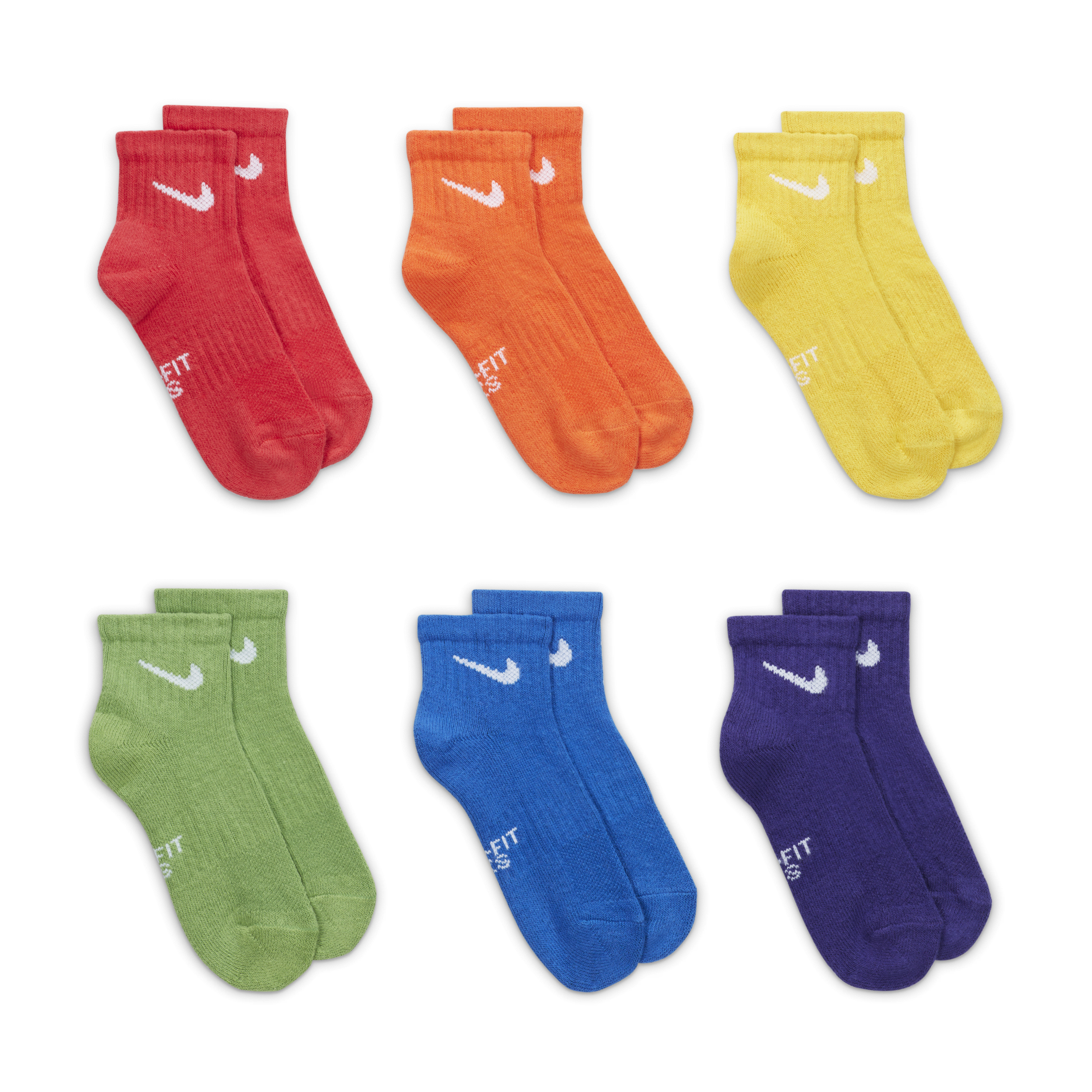 Nike Dri Fit enkelsokken voor kleuters (6 paar) Meerkleurig