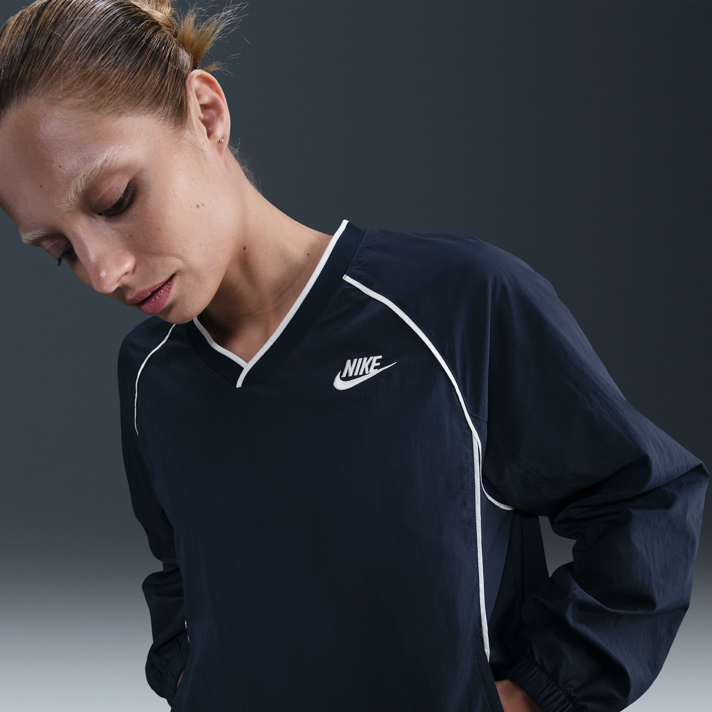 Nike Windrunner Womens Sweatshirt Top - Blue - Nylon