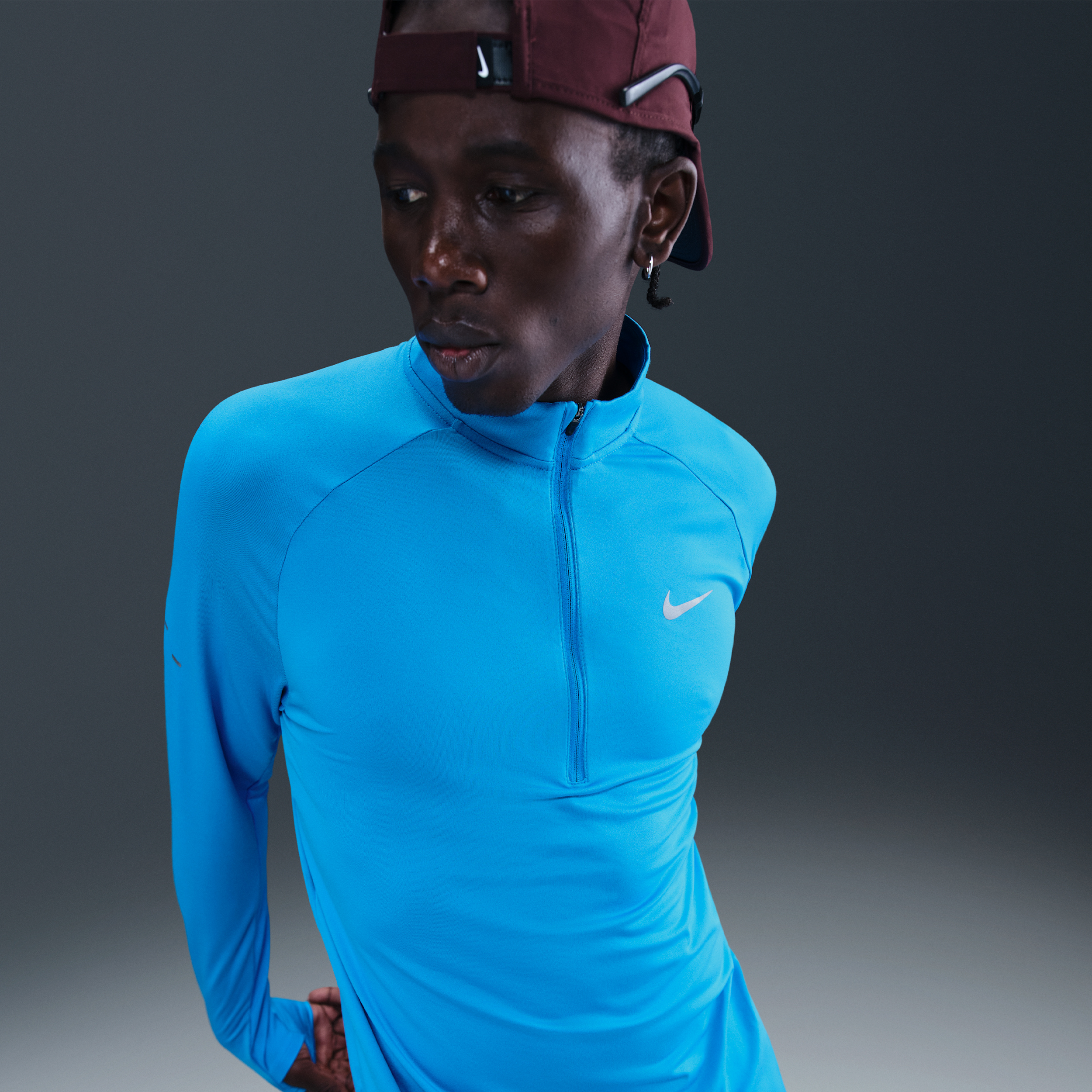 Thumbnail - Nike Stride Dri-FIT Laufoberteil mit Viertelreißverschluss (Herren) - Blau